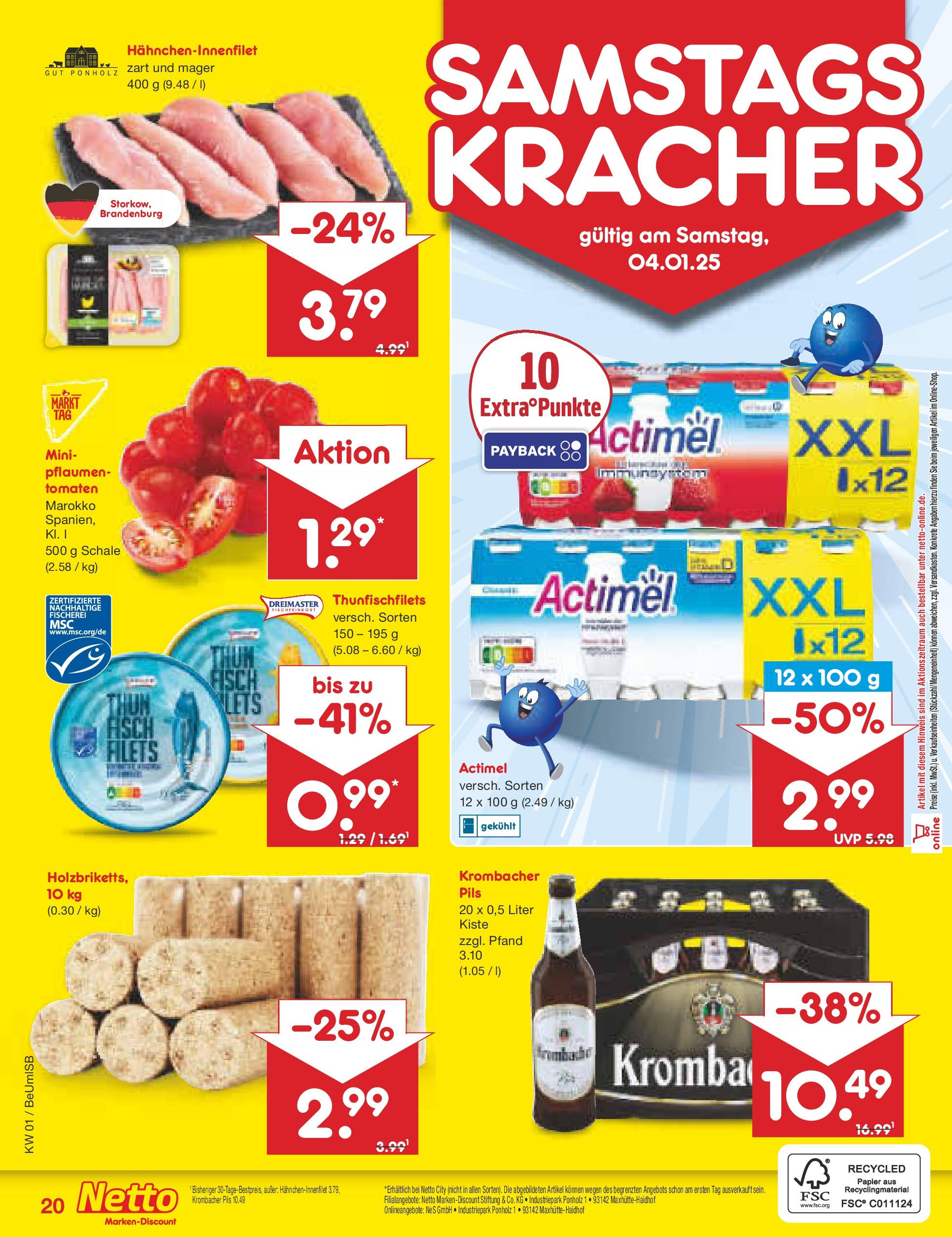 Netto Marken-Discount - Berlin, Corinthstraße 32 (ab 30.12.2024) » Angebote | Seite: 61 | Produkte: Actimel, Pils, Fisch, Krombacher