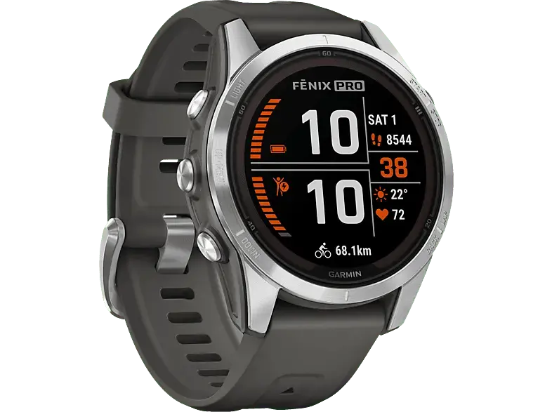 Garmin Fenix 7S Pro Solar, Graphit/Edelstahl; Smartwatch
