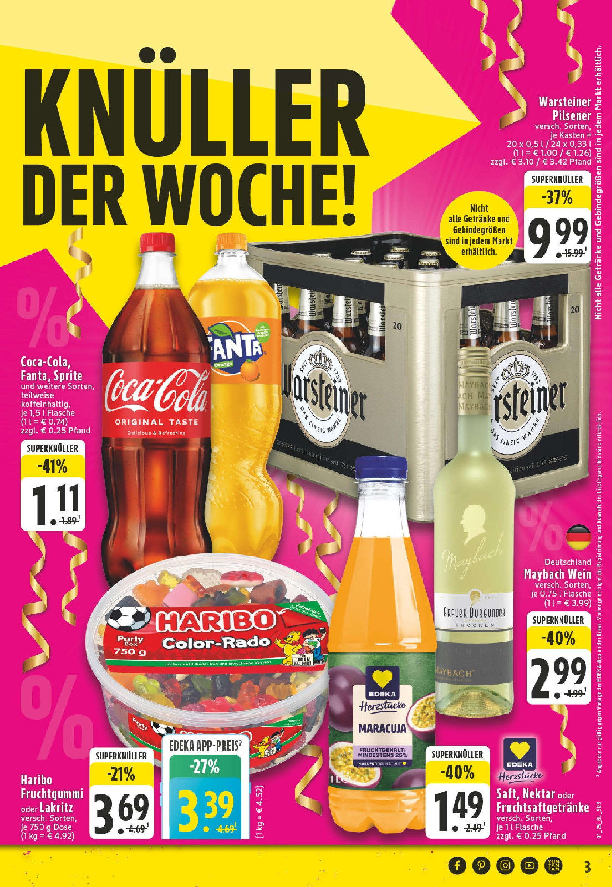 Edeka - EDEKA: Wochenangebote (ab 26.12.2024) » Angebote Online | Seite: 3 | Produkte: Fanta, Sprite, Haribo, Warsteiner