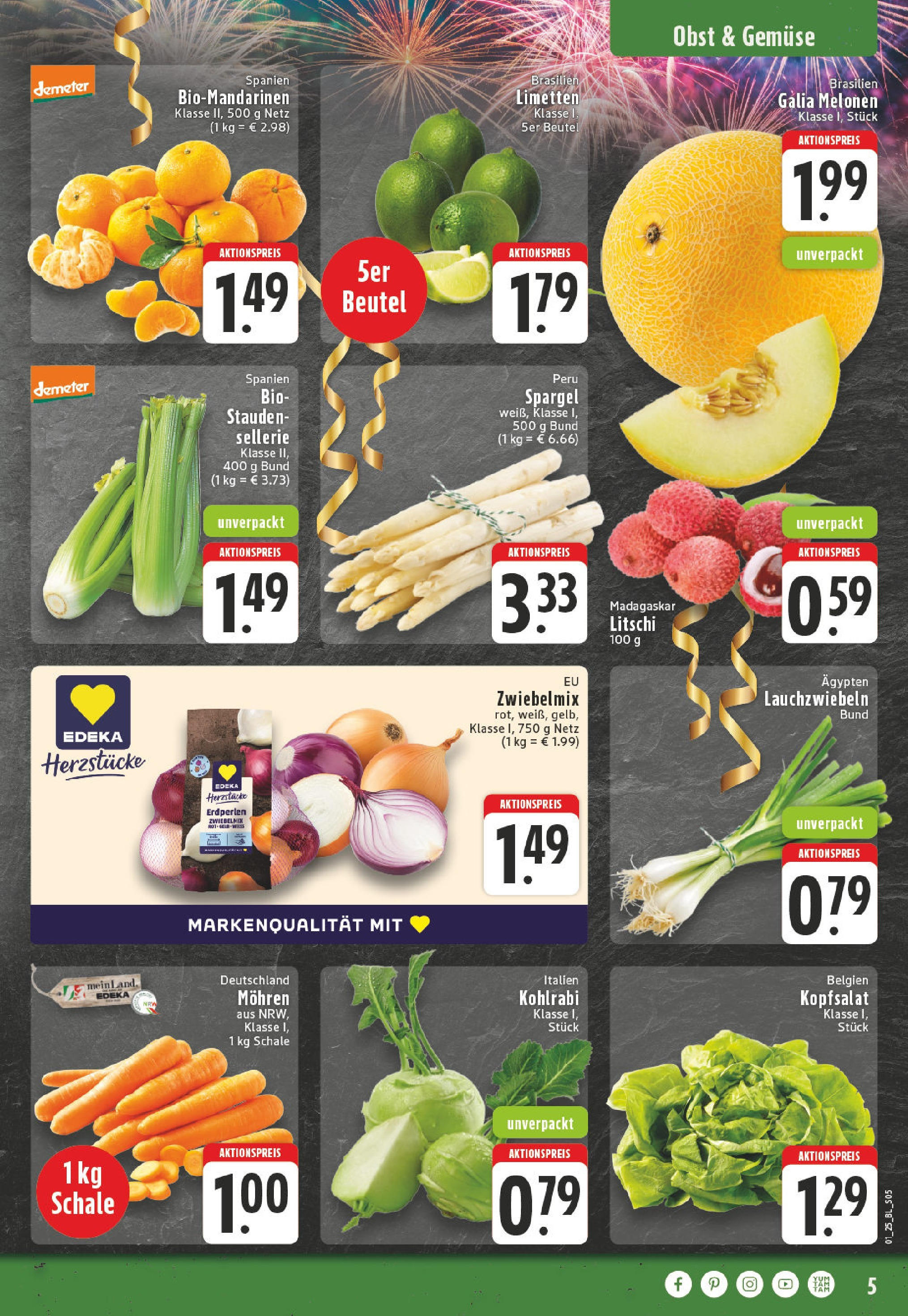 Edeka - EDEKA: Wochenangebote (ab 26.12.2024) » Angebote Online | Seite: 5 | Produkte: Limetten, Kohlrabi, Spargel, Obst