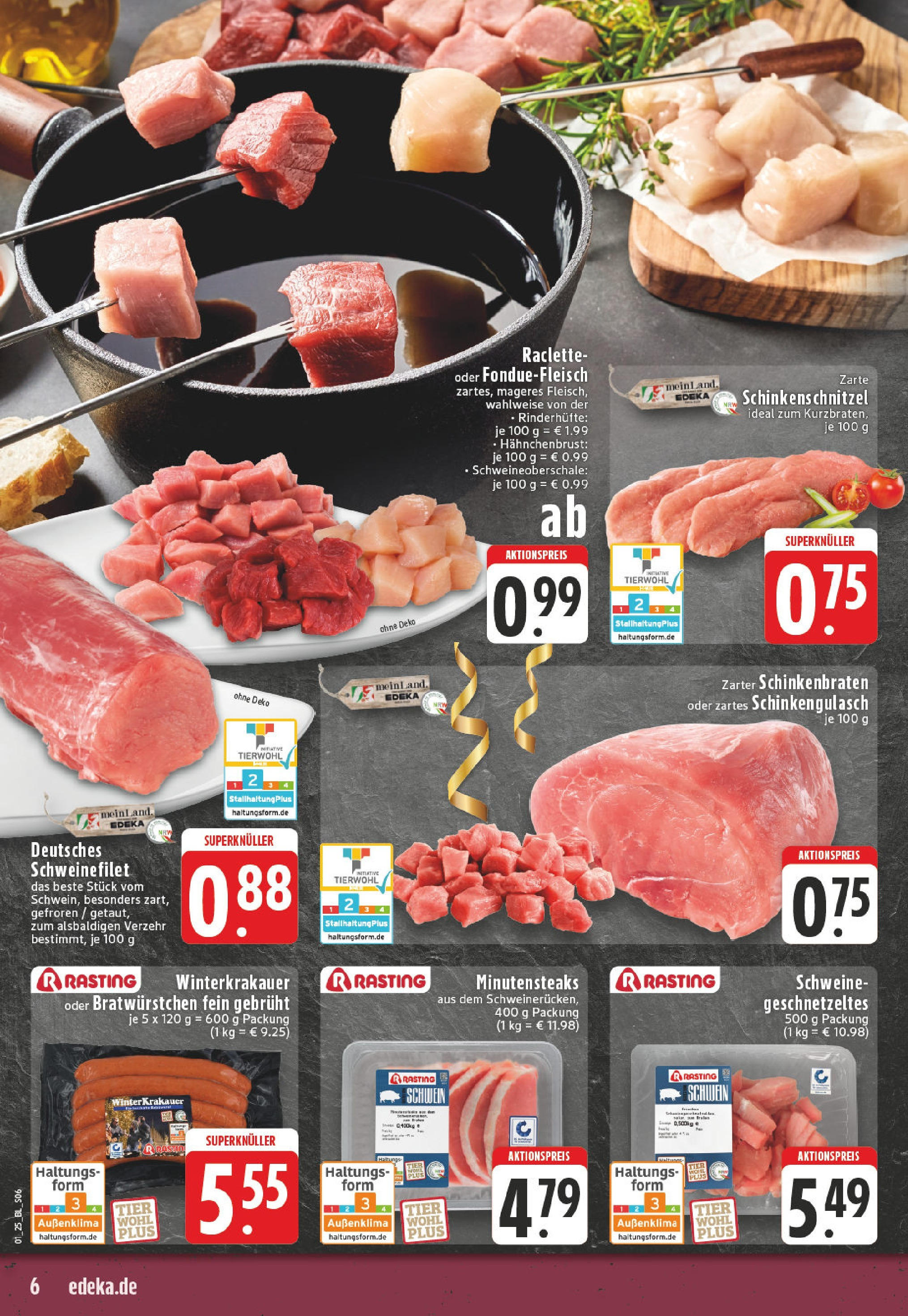 Edeka - EDEKA: Wochenangebote (ab 26.12.2024) » Angebote Online | Seite: 6 | Produkte: Schweinefilet, Raclette, Fleisch, Hahnchenbrust