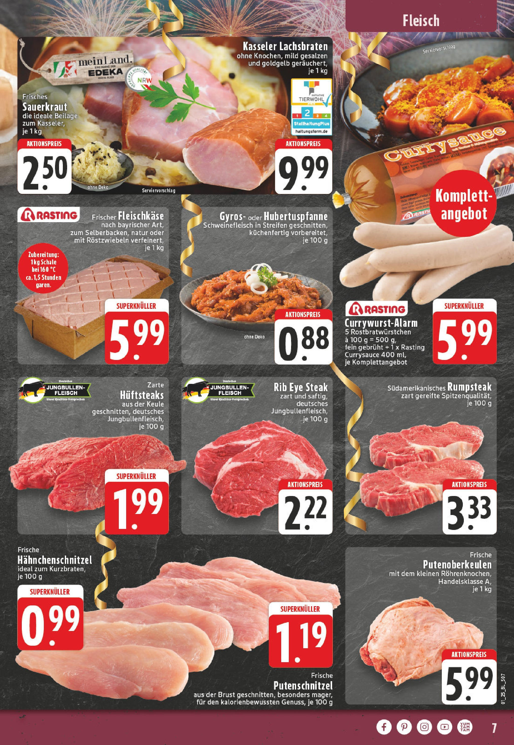 Edeka - EDEKA: Wochenangebote (ab 26.12.2024) » Angebote Online | Seite: 7 | Produkte: Rumpsteak, Schweinefleisch, Steak, Fleisch