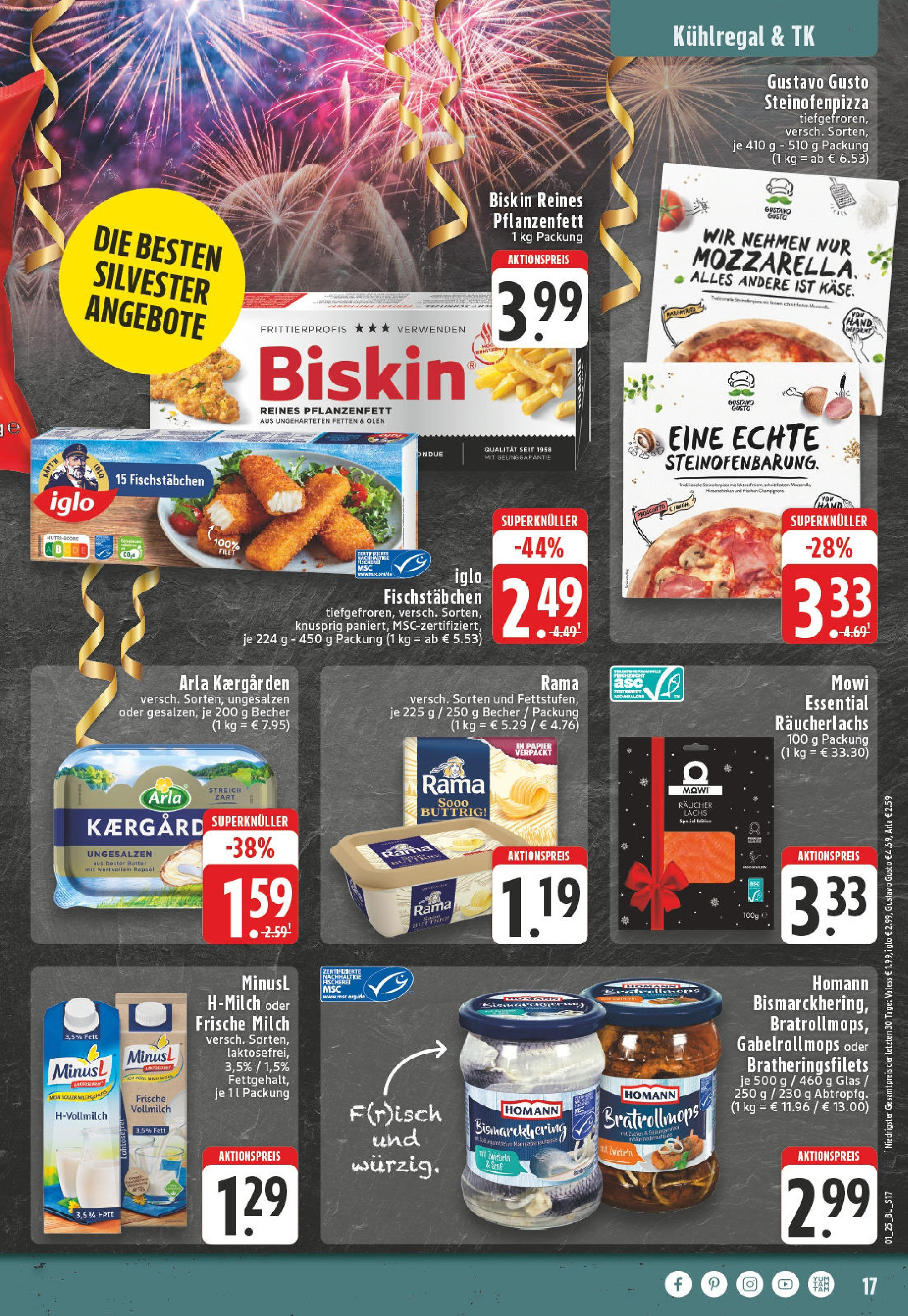 Edeka - EDEKA: Wochenangebote (ab 26.12.2024) » Angebote Online | Seite: 17 | Produkte: Gustavo gusto, Mozzarella, Räucherlachs, Zwiebeln