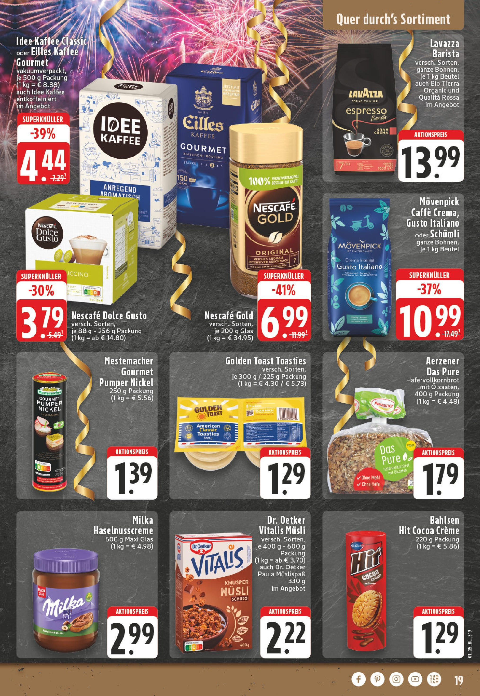 Edeka - EDEKA: Wochenangebote (ab 26.12.2024) » Angebote Online | Seite: 19 | Produkte: Lavazza, Nescafe, Toast, Eilles kaffee