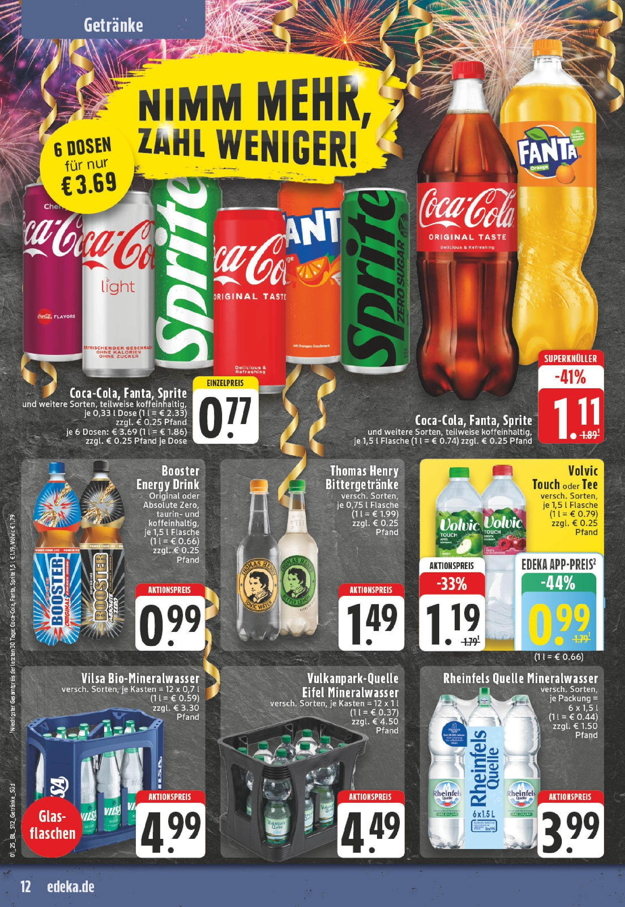 Edeka - EDEKA: Wochenangebote (ab 26.12.2024) » Angebote Online | Seite: 12 | Produkte: Fanta, Sprite, Energy, Volvic