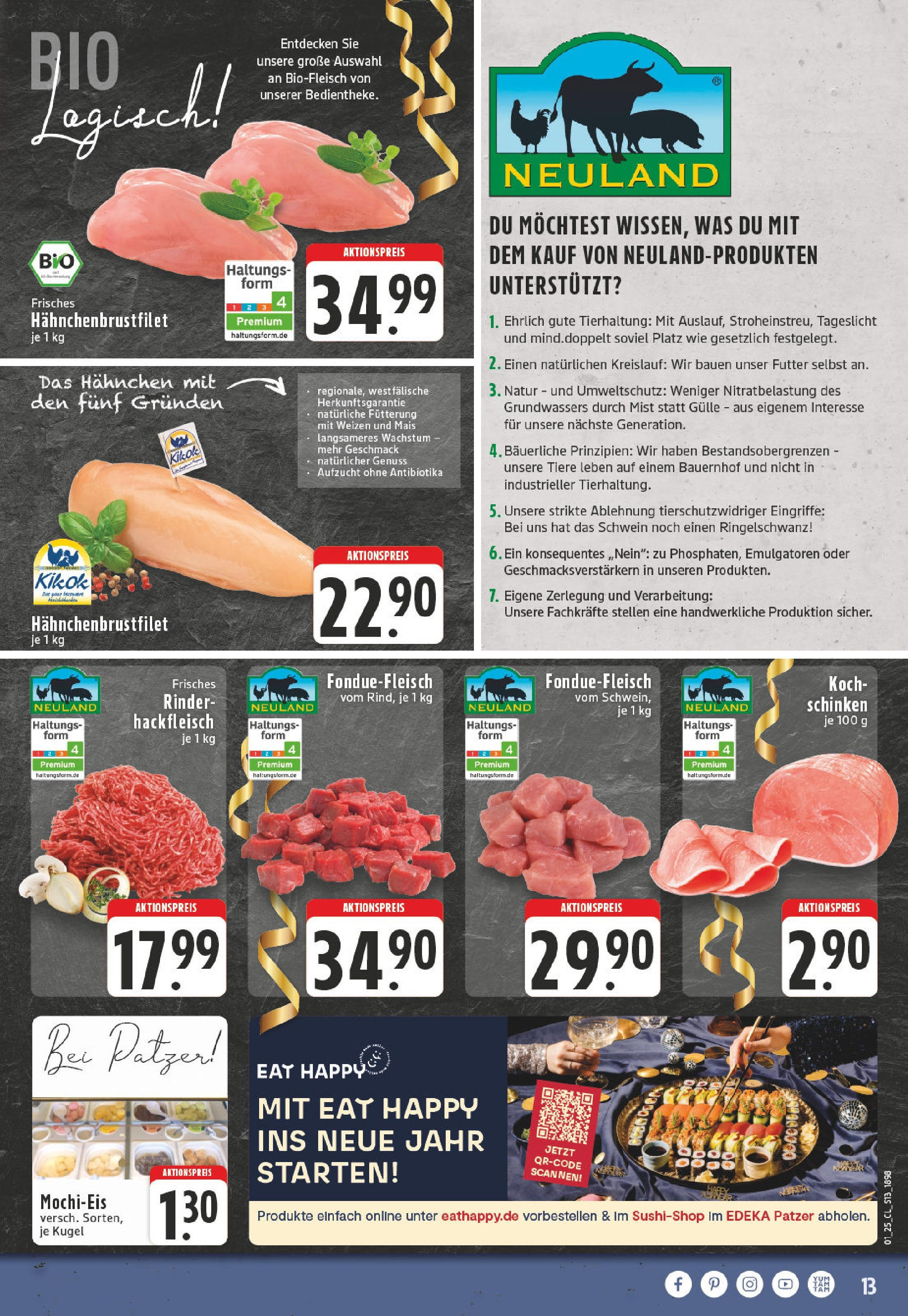 Edeka - EDEKA: Wochenangebote (ab 26.12.2024) » Angebote Online | Seite: 13 | Produkte: Hahnchen, Schinken, Hackfleisch