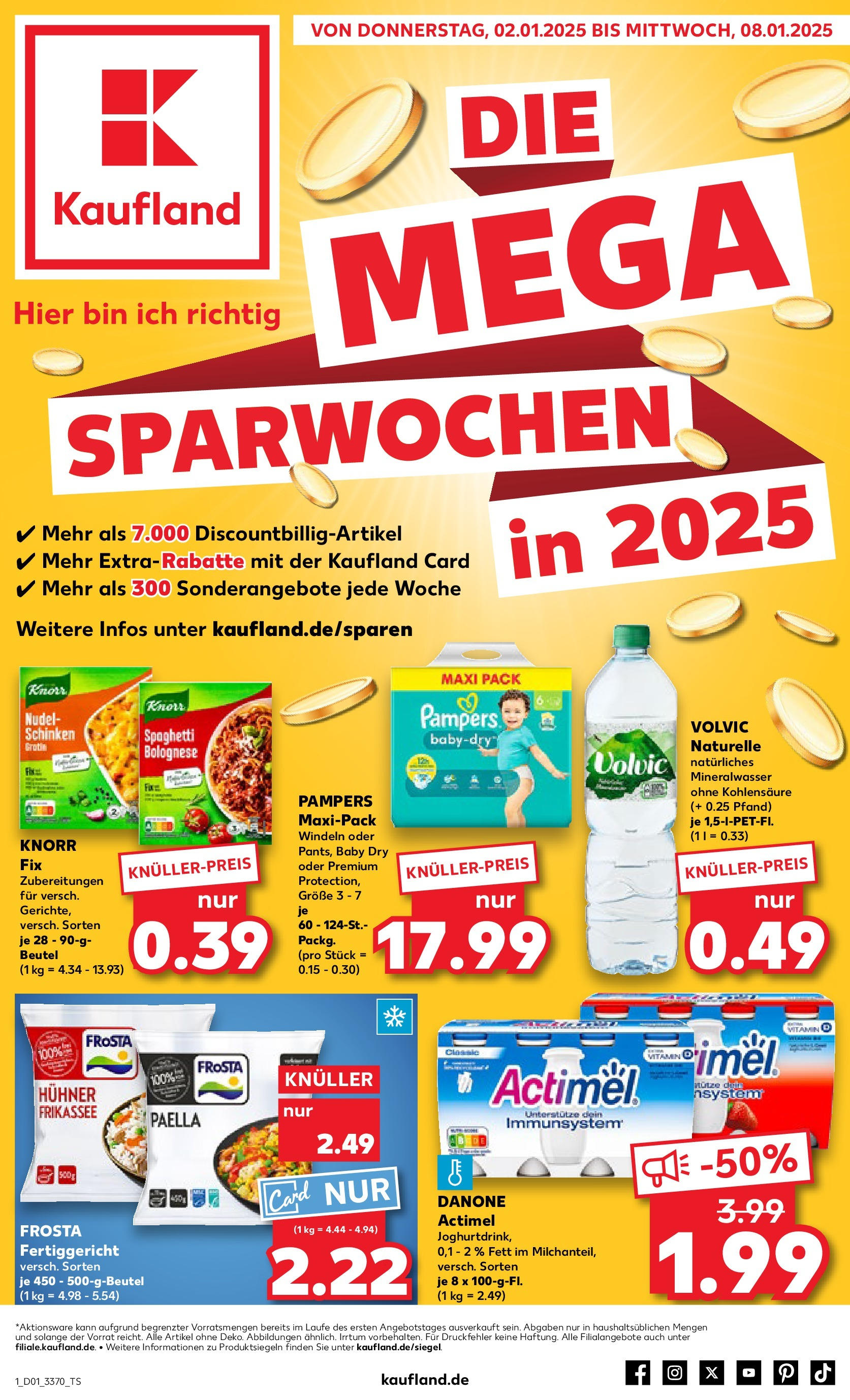 Kaufland - Berlin-Reinickendorf, Ollenhauerstraße 122 (ab 02.01.2025) » Angebote Online zum Blättern | Seite: 1 | Produkte: Actimel, Pampers, Mineralwasser, Volvic