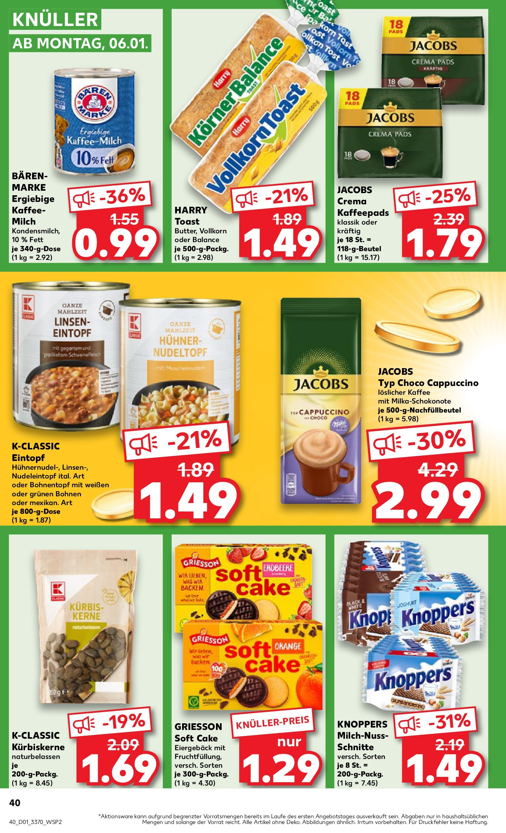 Kaufland - Strausberg, Otto-Grotewohl-Ring 72 (ab 02.01.2025) » Angebote Online zum Blättern | Seite: 40 | Produkte: Kaffee, Kürbis, Knoppers, Schweinefleisch