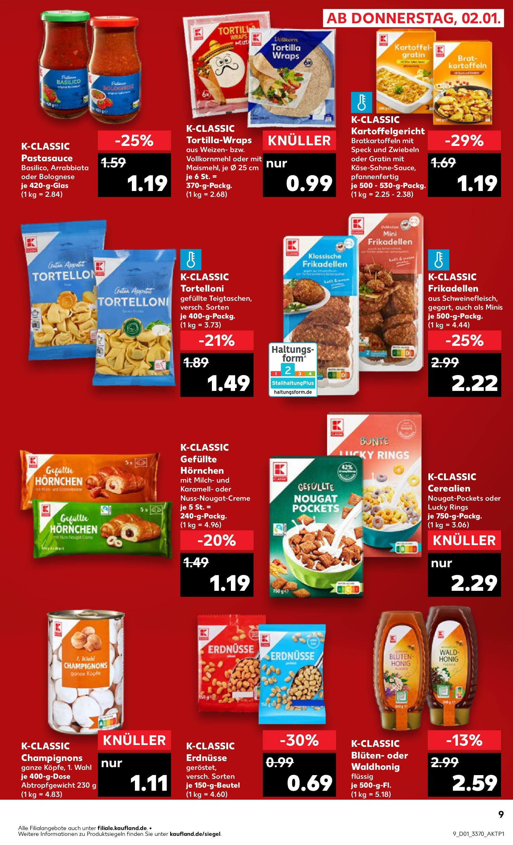 Kaufland - Berlin-Reinickendorf, Ollenhauerstraße 122 (ab 02.01.2025) » Angebote Online zum Blättern | Seite: 9 | Produkte: Erdnüsse, Milch, Champignons, Kartoffeln