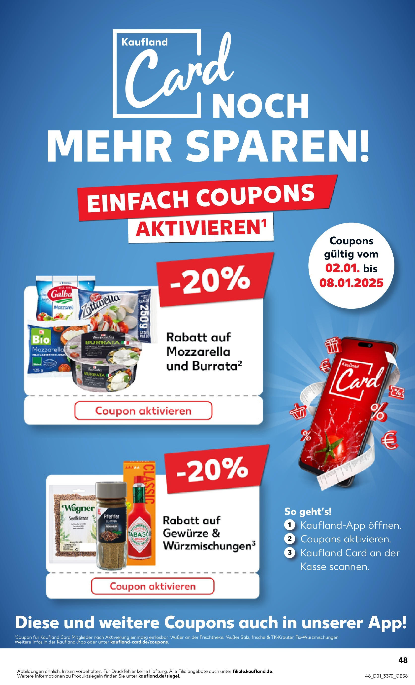 Kaufland - Berlin-Reinickendorf, Ollenhauerstraße 122 (ab 02.01.2025) » Angebote Online zum Blättern | Seite: 48 | Produkte: Mozzarella, Gewürze, Burrata, Pfeffer