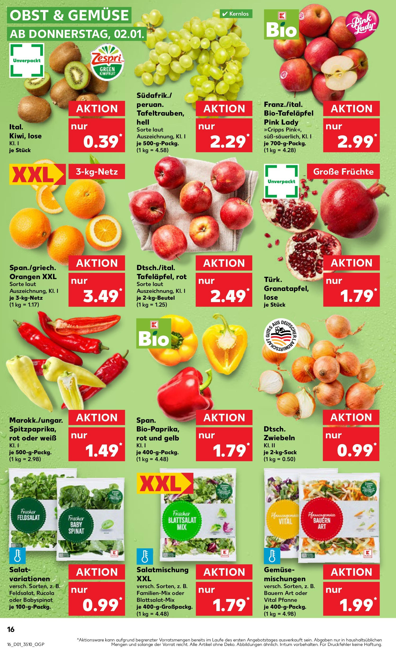 Kaufland - Ahrensfelde, Landsberger Chaussee 17 (ab 02.01.2025) » Angebote Online zum Blättern | Seite: 16 | Produkte: Rucola, Orangen, Gemüse, Salat