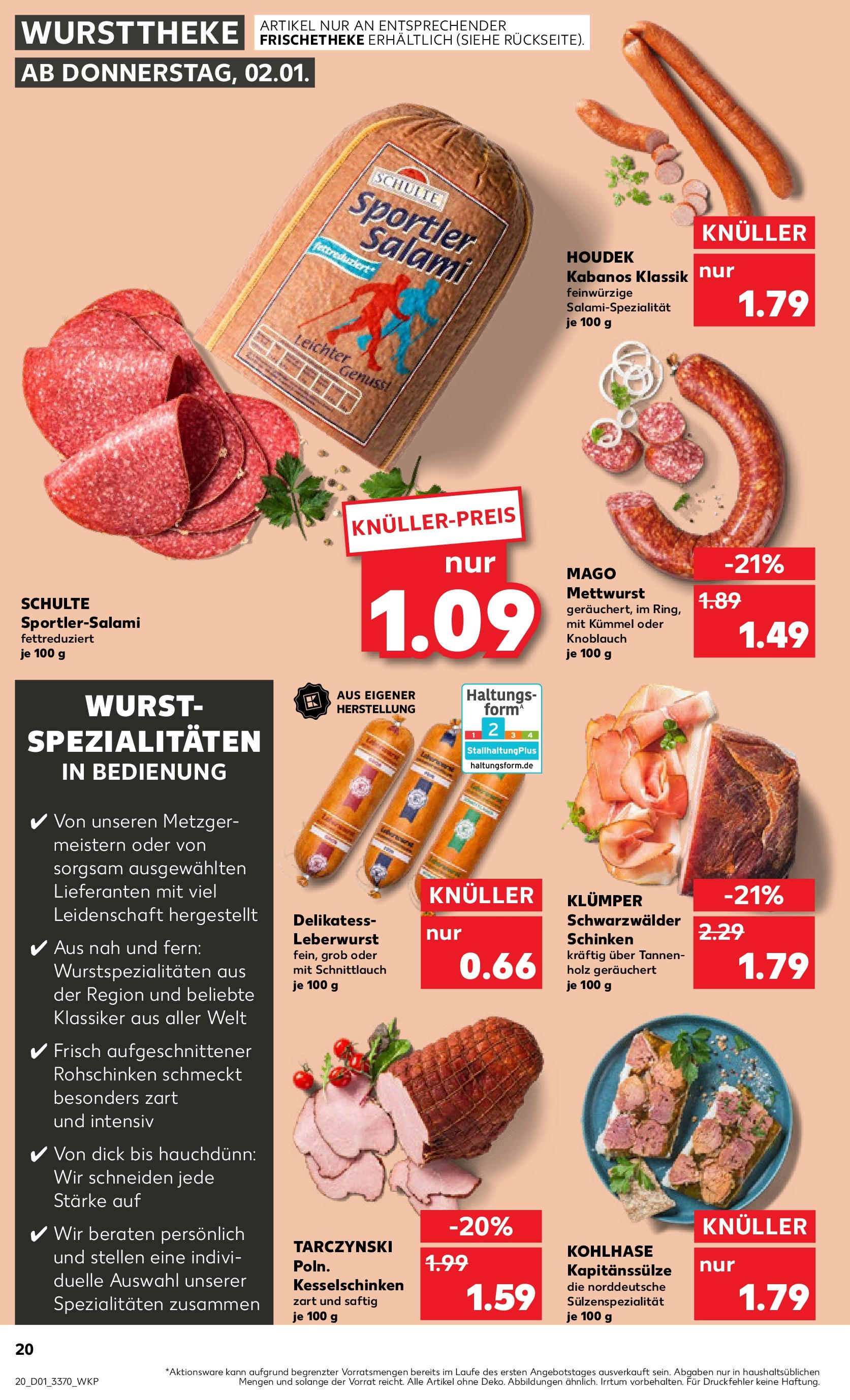 Kaufland - Berlin-Moabit, Perleberger Straße 42 A (ab 02.01.2025) » Angebote Online zum Blättern | Seite: 20 | Produkte: Wurst, Knoblauch, Salami, Schinken