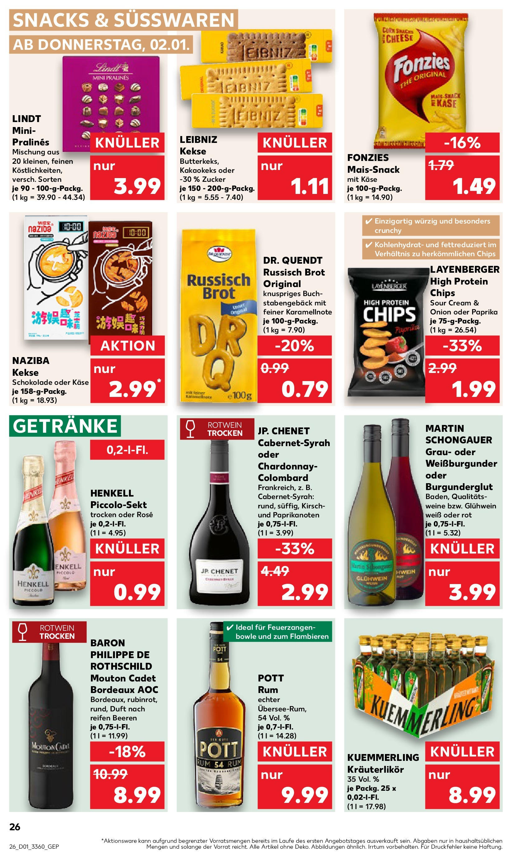 Kaufland - Strausberg, Otto-Grotewohl-Ring 72 (ab 02.01.2025) » Angebote Online zum Blättern | Seite: 26 | Produkte: Rotwein trocken, Rum, Zucker, Brot