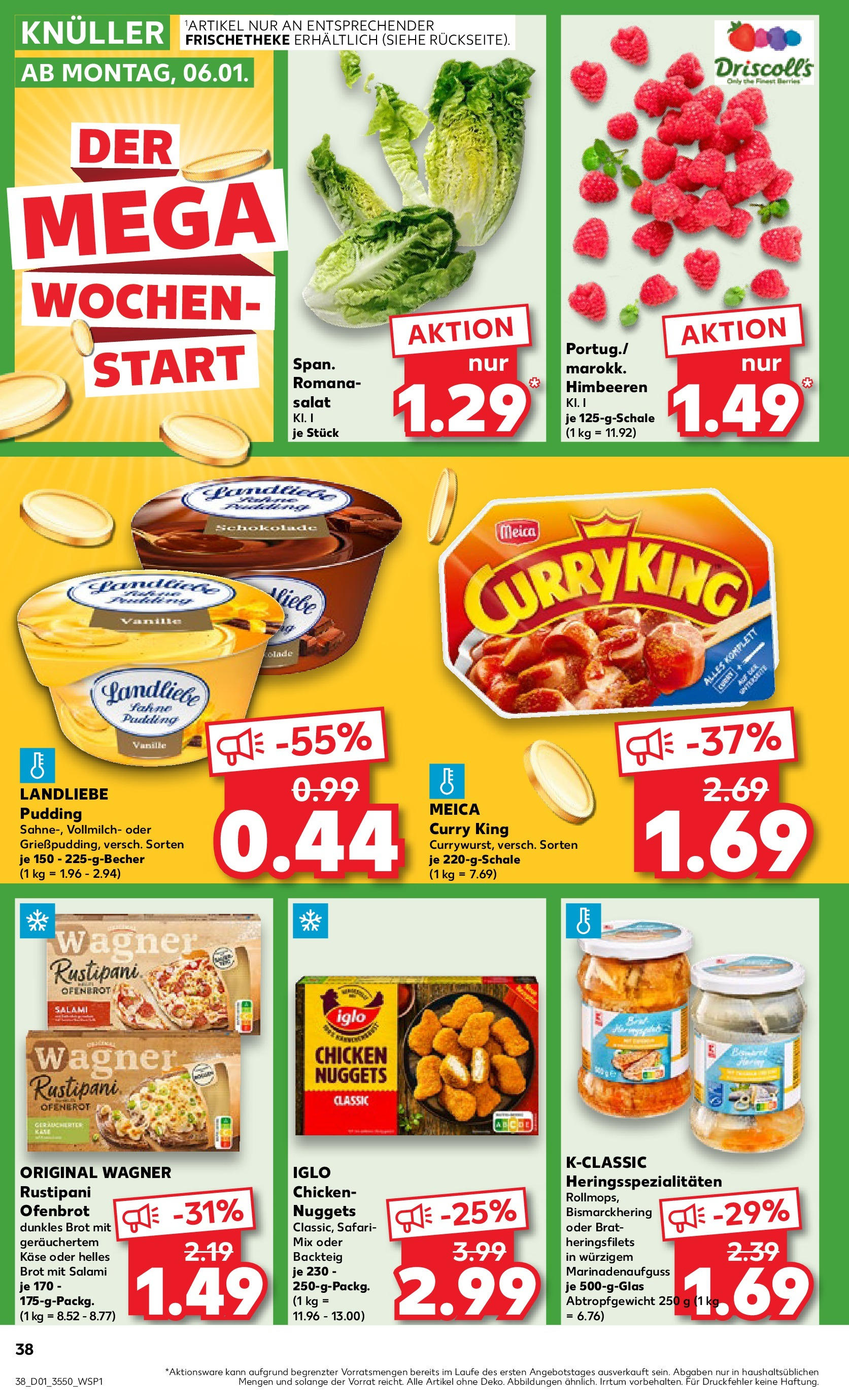 Kaufland - Berlin-Reinickendorf, Ollenhauerstraße 122 (ab 02.01.2025) » Angebote Online zum Blättern | Seite: 38 | Produkte: Himbeeren, Iglo, Meica, Brot