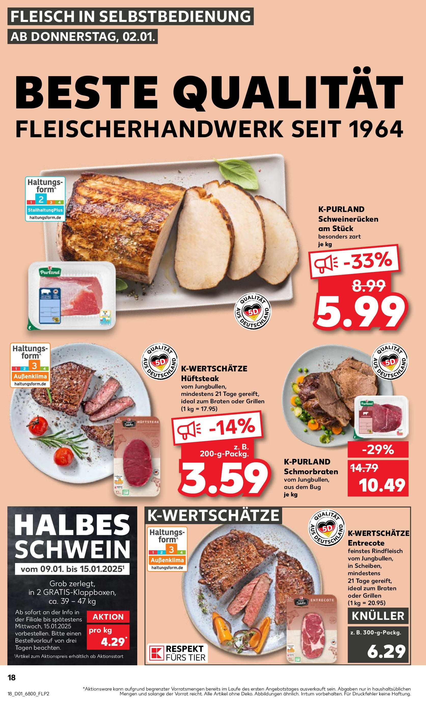 Kaufland - Berlin-Reinickendorf, Ollenhauerstraße 122 (ab 02.01.2025) » Angebote Online zum Blättern | Seite: 18 | Produkte: Entrecote, Schweinerucken, Rindfleisch, Fleisch