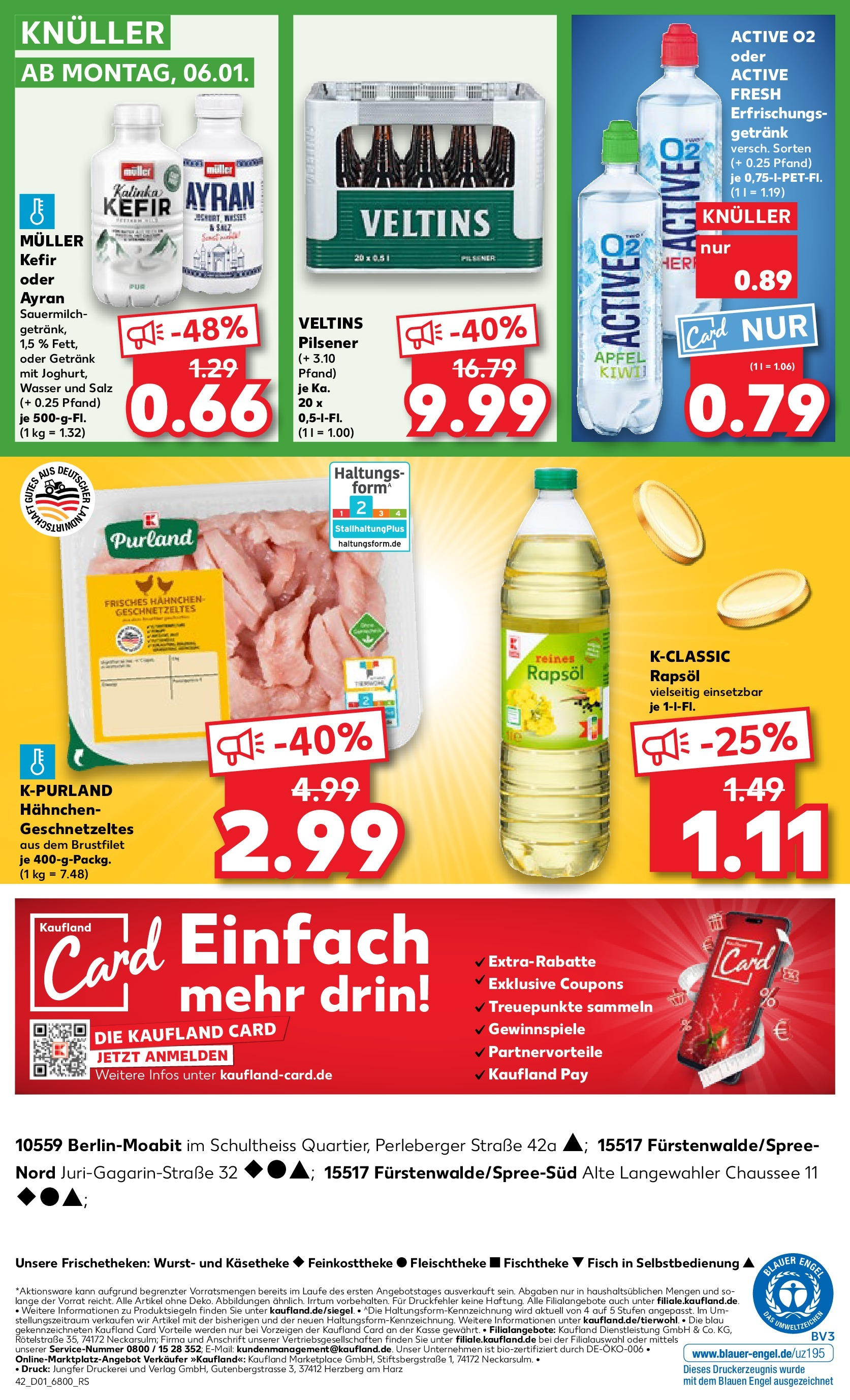 Kaufland - Berlin-Moabit, Perleberger Straße 42 A (ab 02.01.2025) » Angebote Online zum Blättern | Seite: 42 | Produkte: Rapsöl, Äpfel, Wasser, Veltins