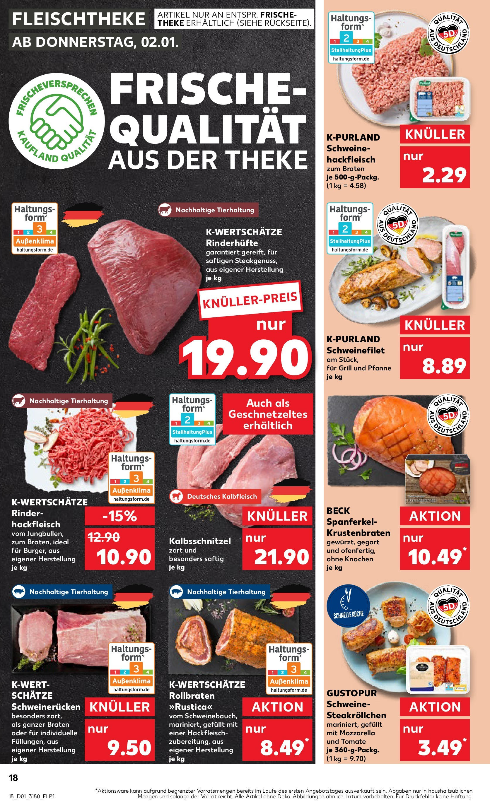 Kaufland - Ahrensfelde, Landsberger Chaussee 17 (ab 02.01.2025) » Angebote Online zum Blättern | Seite: 18 | Produkte: Theke, Krustenbraten, Schweinefilet, Hackfleisch