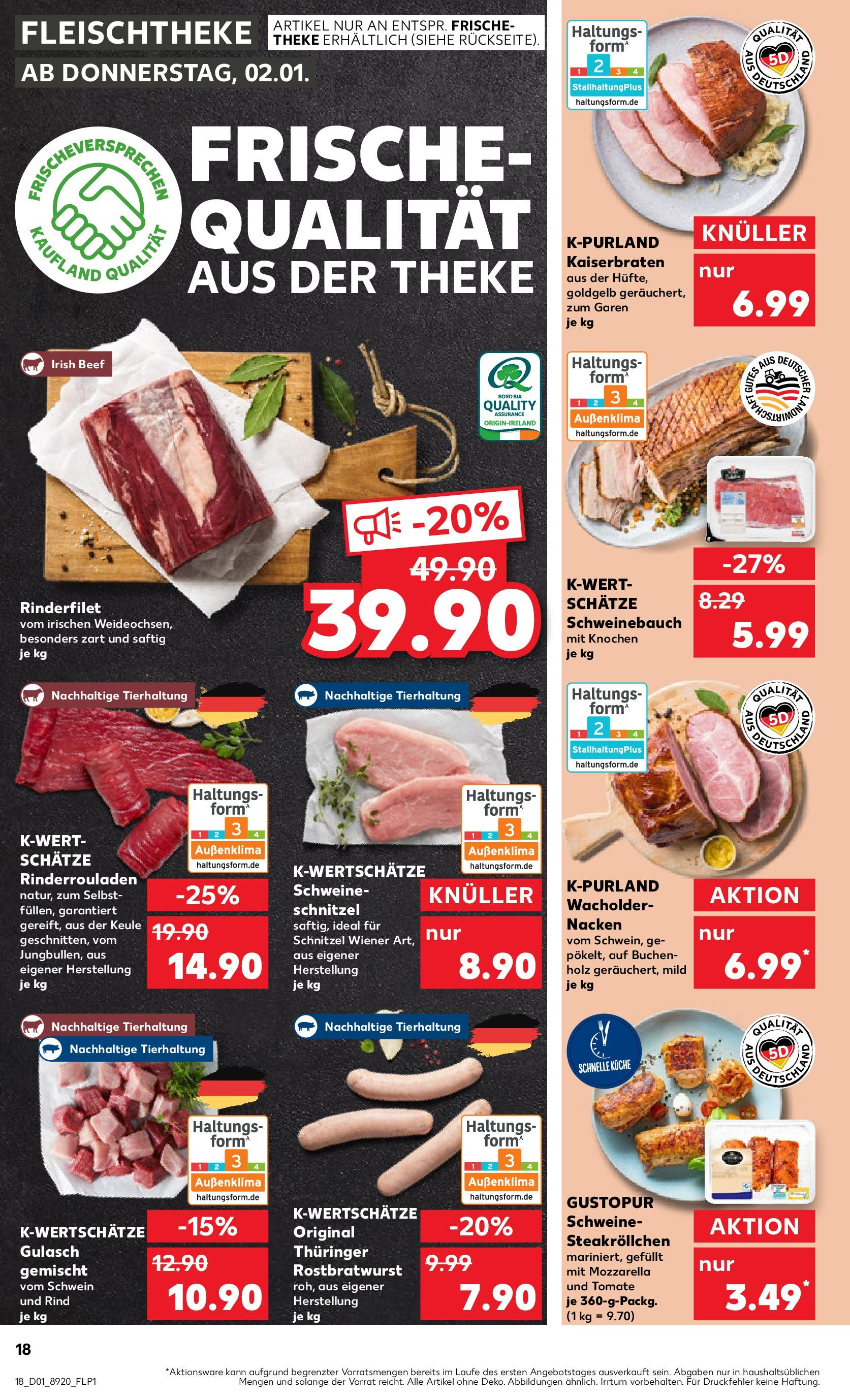 Kaufland - Strausberg, Otto-Grotewohl-Ring 72 (ab 02.01.2025) » Angebote Online zum Blättern | Seite: 18 | Produkte: Rinderrouladen, Rinderfilet, Mozzarella, Gulasch