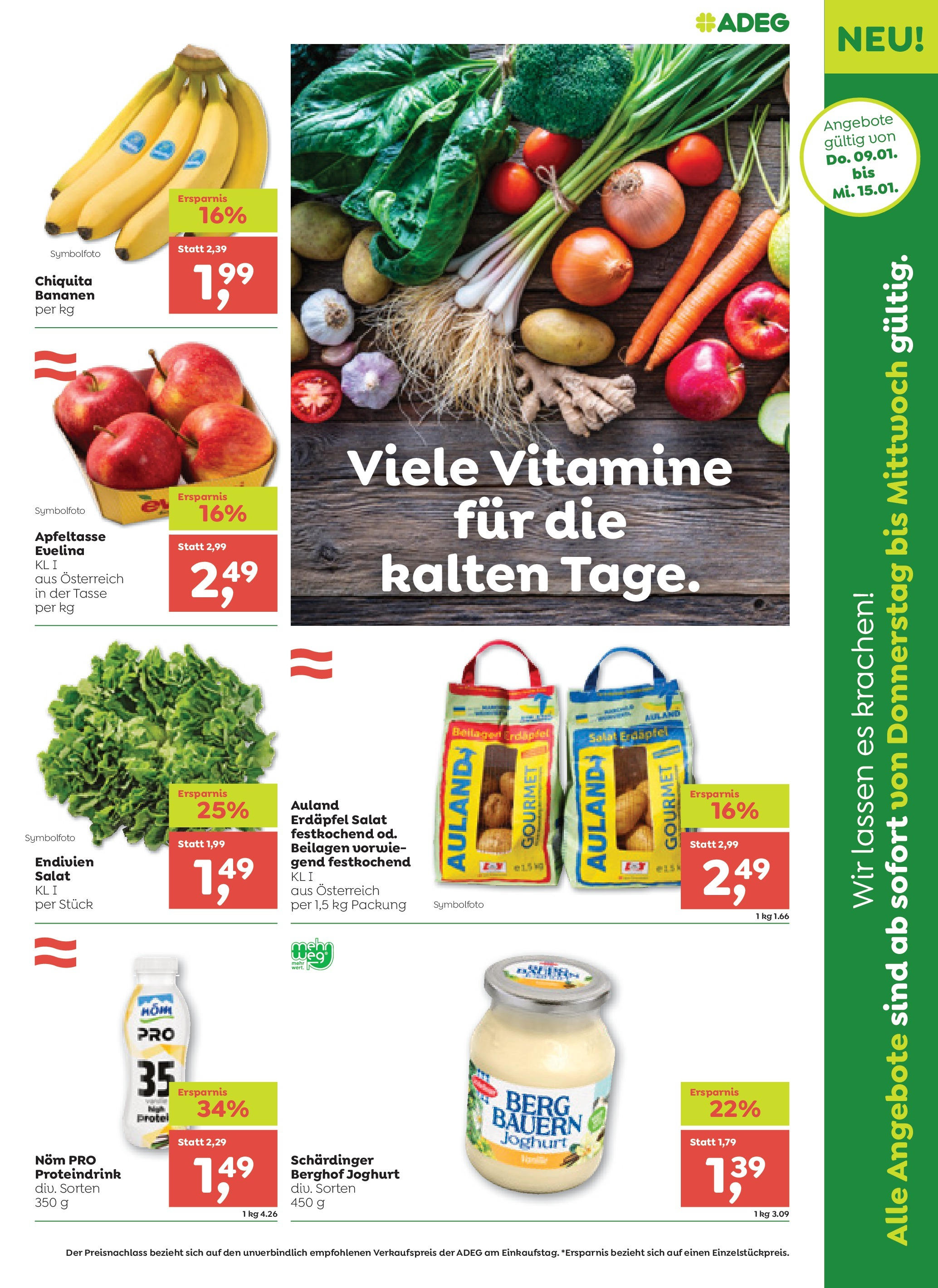 ADEG Angebote von 09.01.2025 - Aktuelle Angebote | Seite: 3 | Produkte: Salat, Joghurt, Bananen