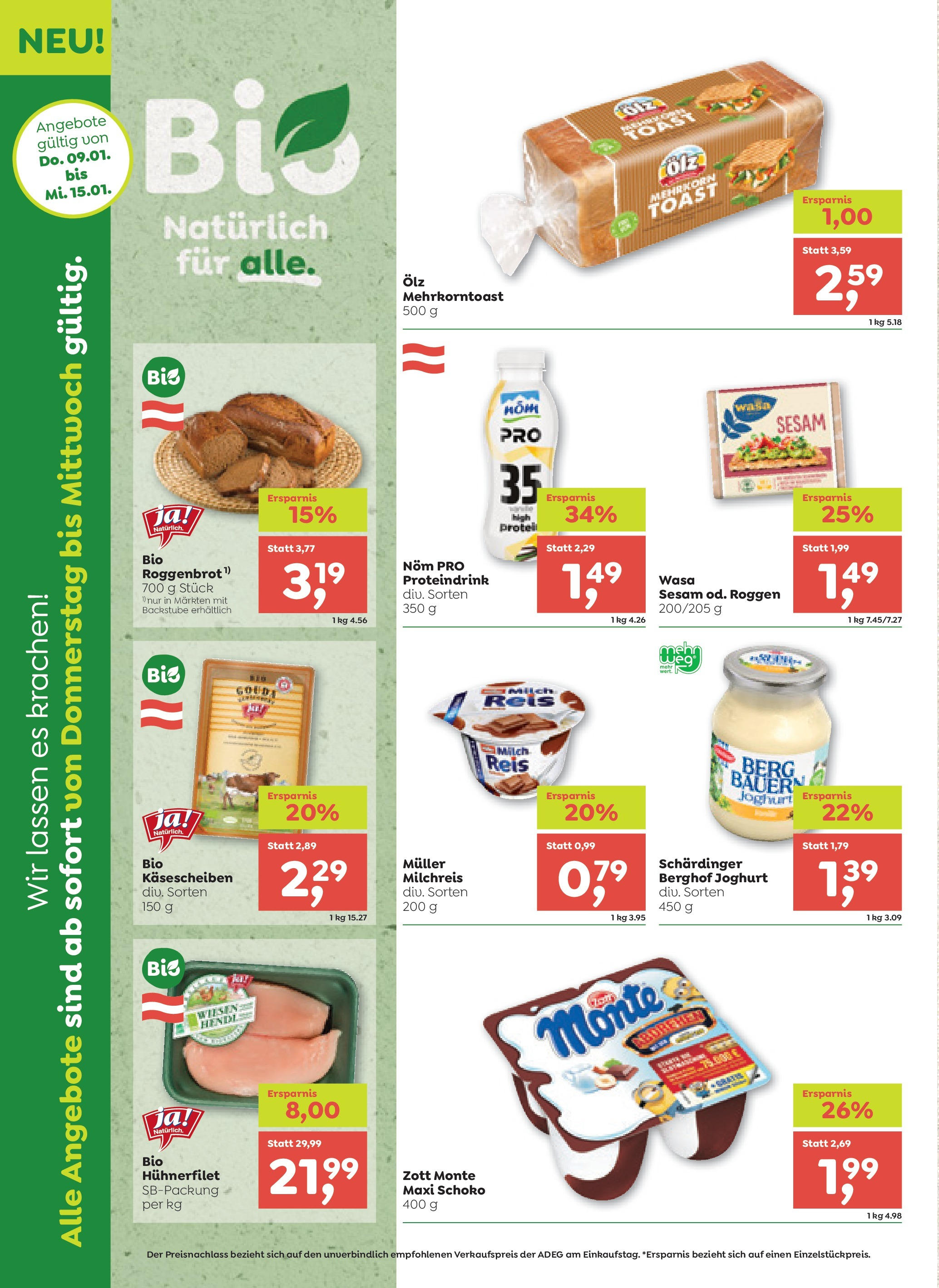 ADEG Angebote von 09.01.2025 - Aktuelle Angebote | Seite: 6 | Produkte: Milch, Joghurt, Reis