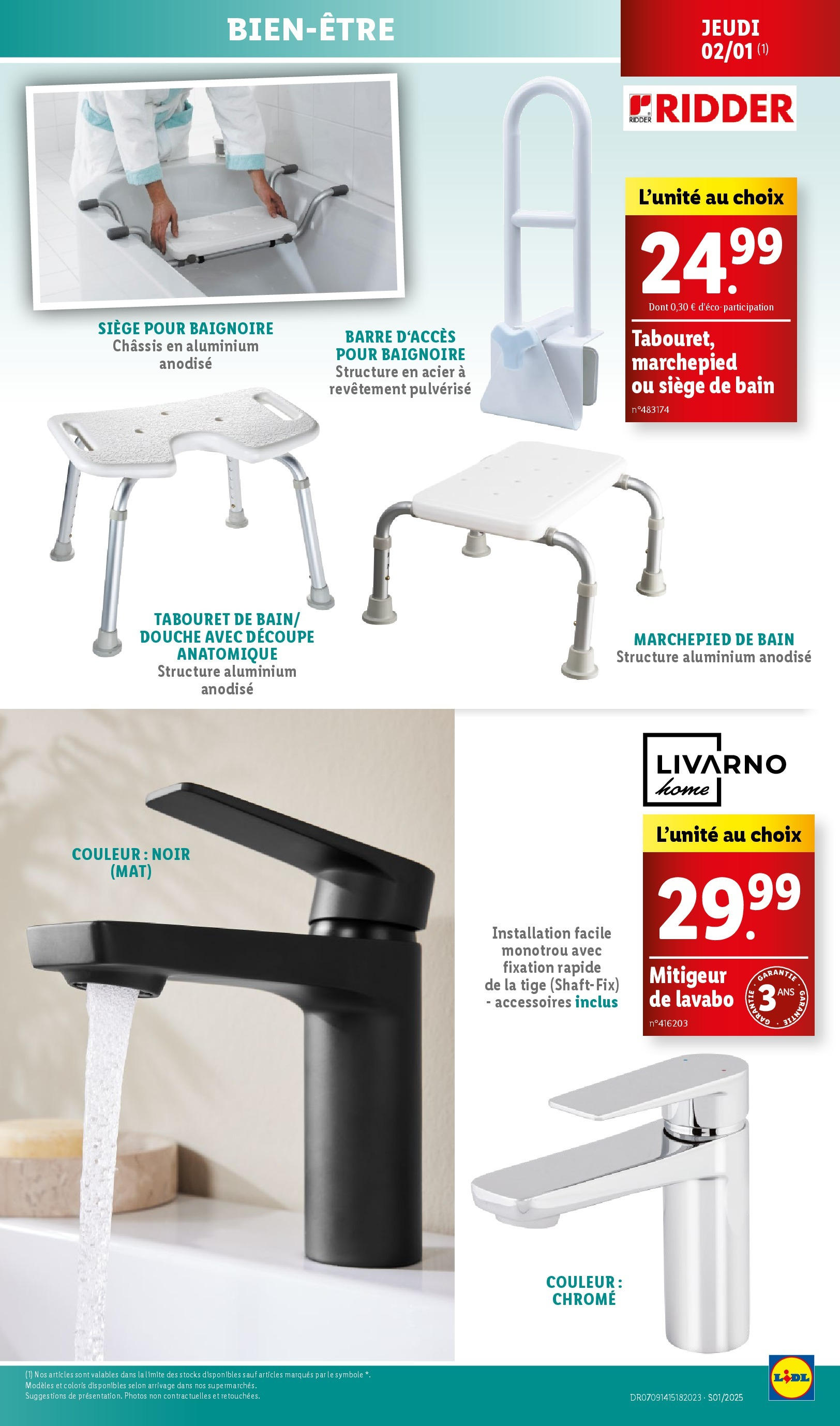 Catalogue LIDL du 01/01/2025 | Promo prospectus en ligne | Page: 53 | Produits: Lavabo, Baignoire, Douche