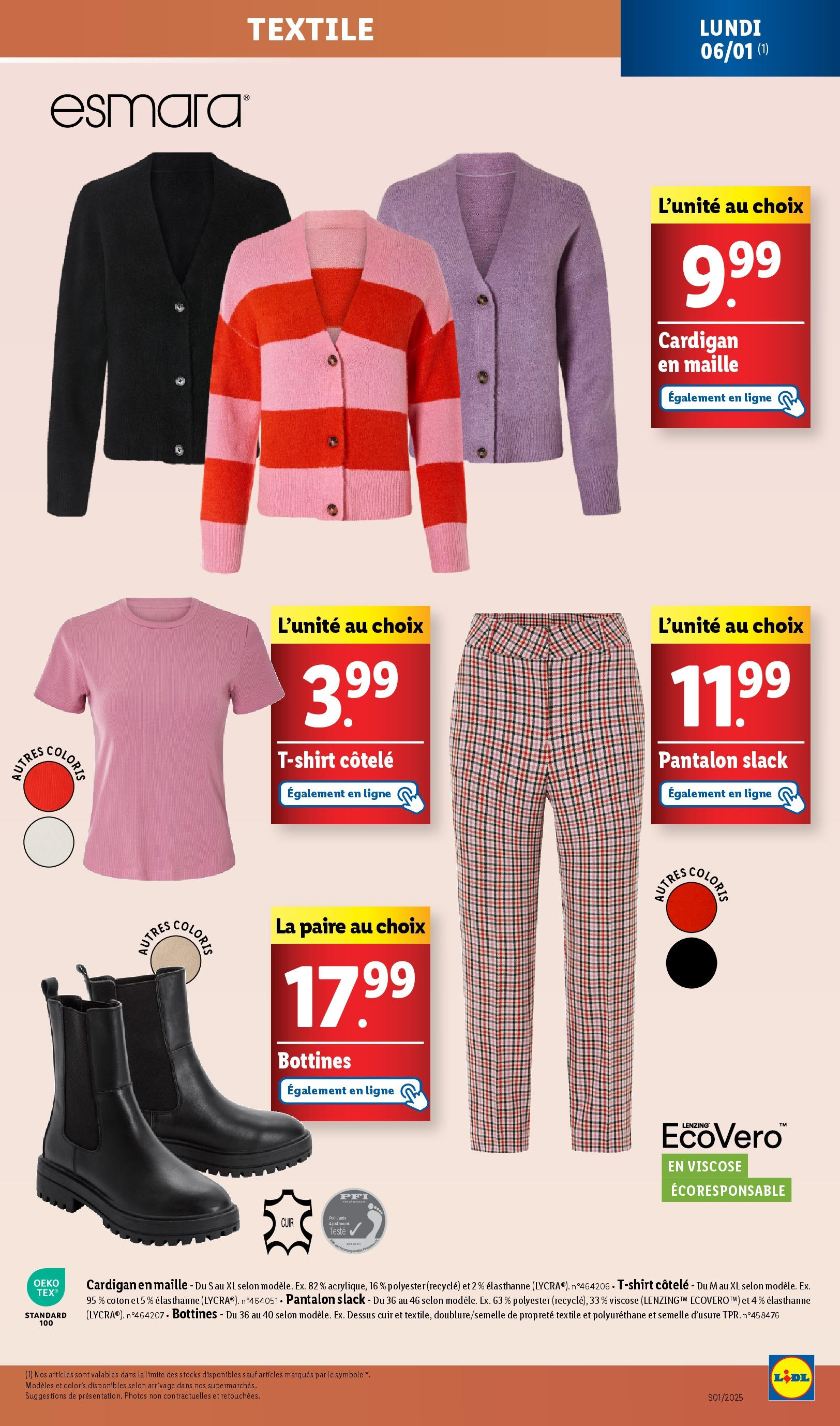 Catalogue LIDL du 01/01/2025 | Promo prospectus en ligne | Page: 65 | Produits: Cardigan, Coton, Bottines, Pantalon