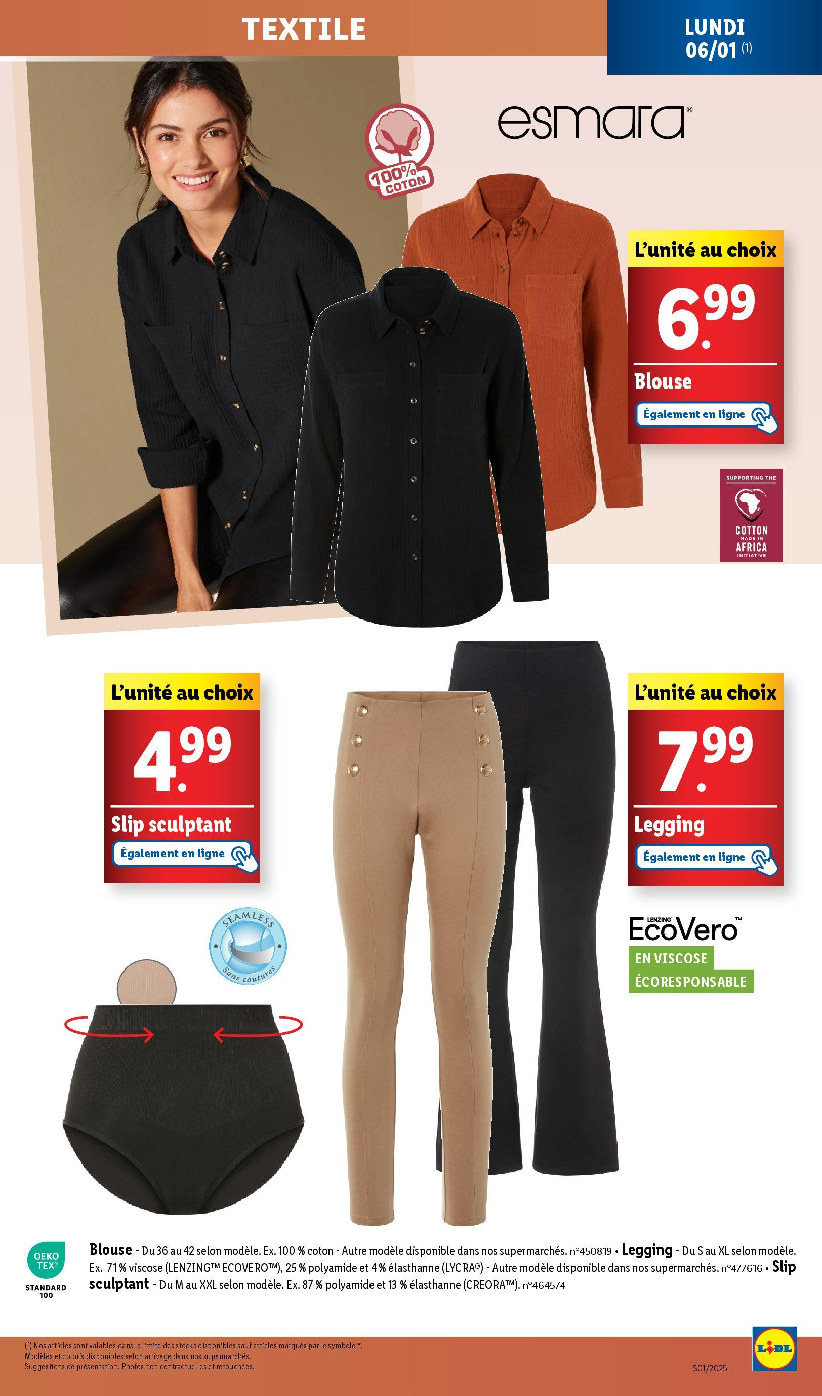 Catalogue LIDL du 01/01/2025 | Promo prospectus en ligne | Page: 67 | Produits: Coton, Thé, Blouse