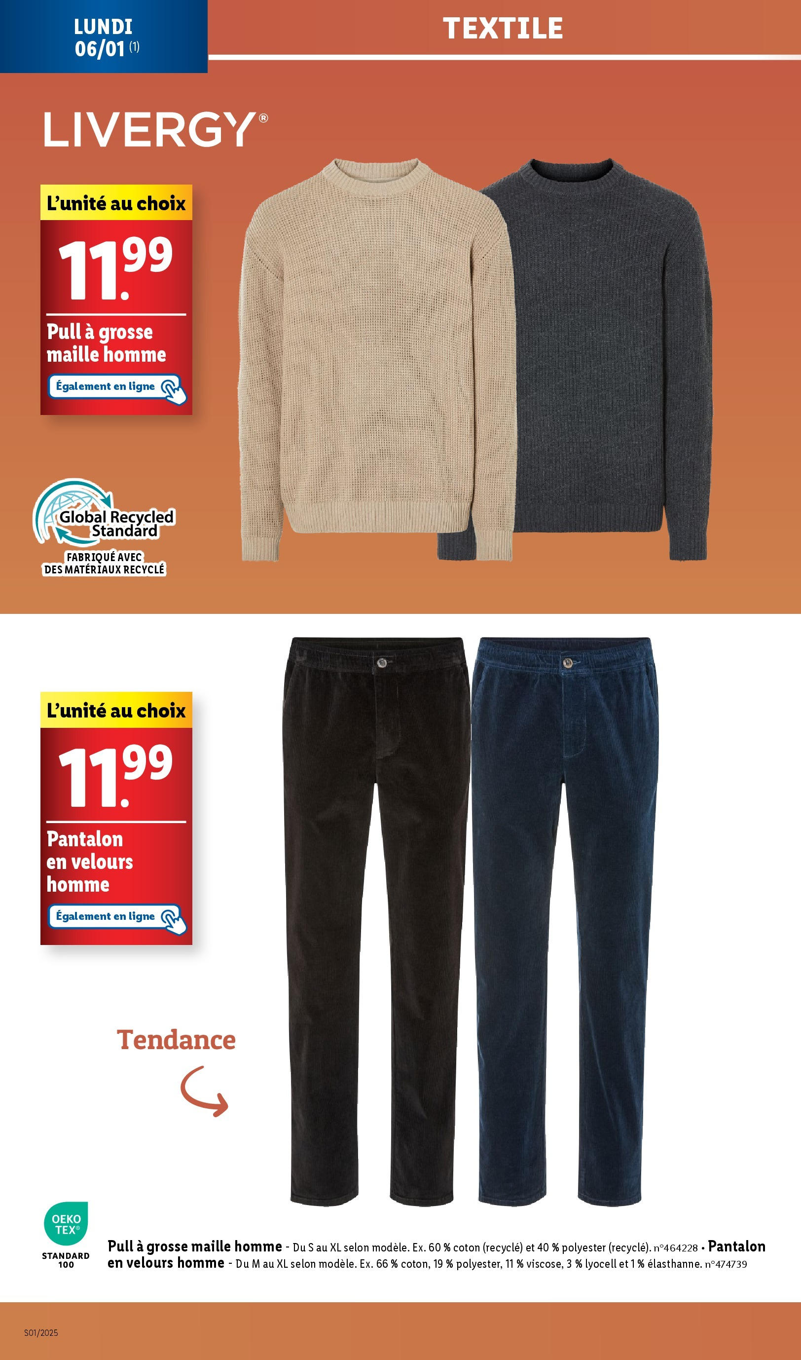 Catalogue LIDL du 01/01/2025 | Promo prospectus en ligne | Page: 70 | Produits: Coton, Pull, Pantalon