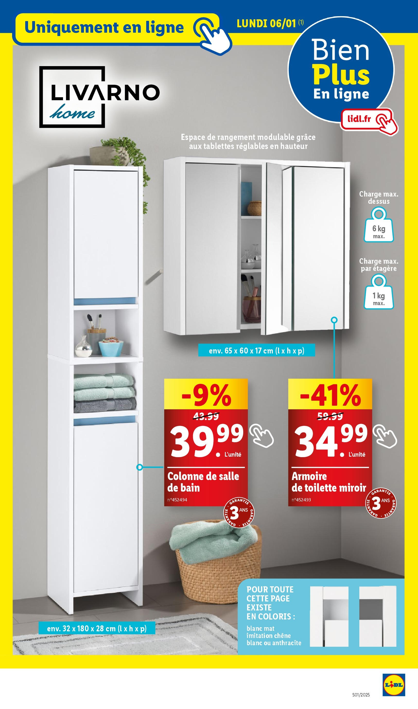 Catalogue LIDL du 01/01/2025 | Promo prospectus en ligne | Page: 75 | Produits: Armoire, Étagère, Miroir