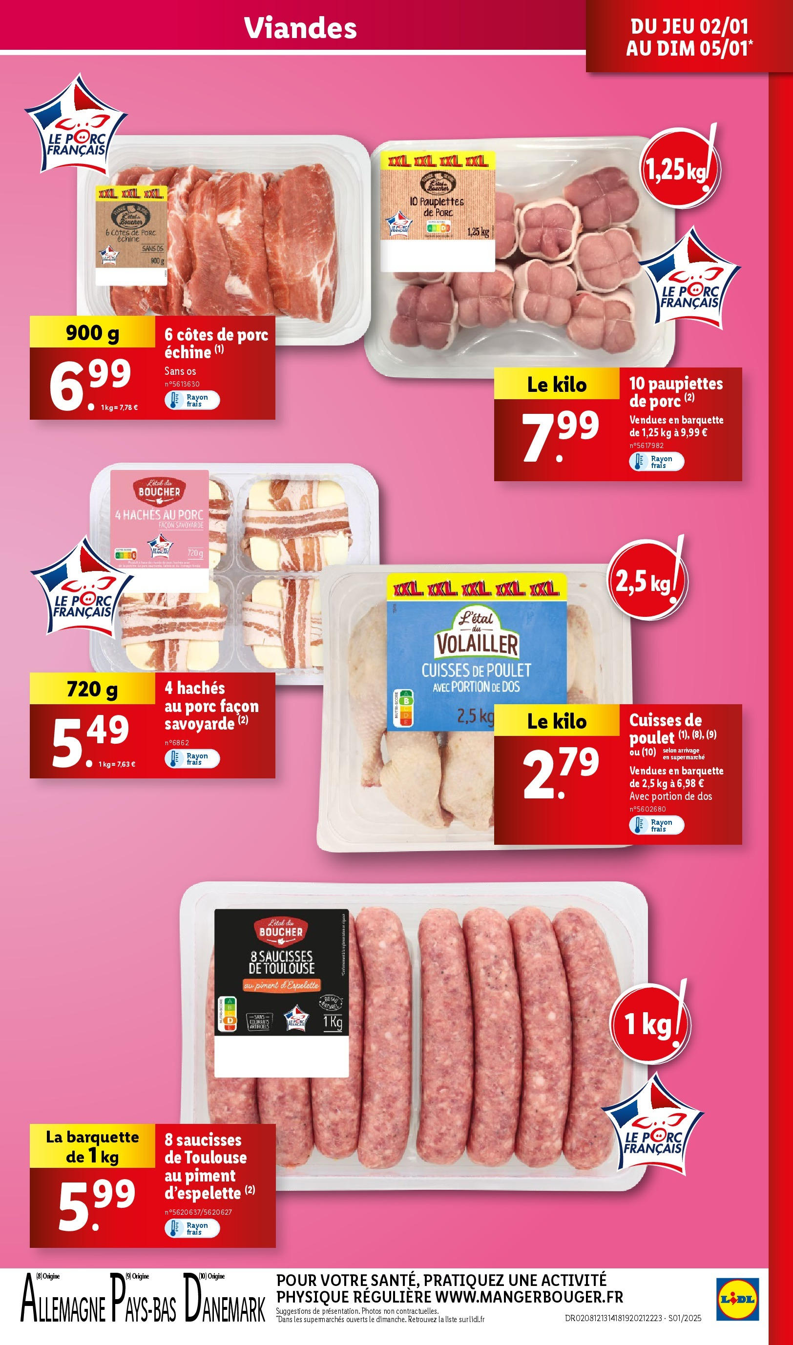 Catalogue LIDL du 01/01/2025 | Promo prospectus en ligne | Page: 5 | Produits: Cuisses de poulet, Piment d'espelette, Piment, Porc