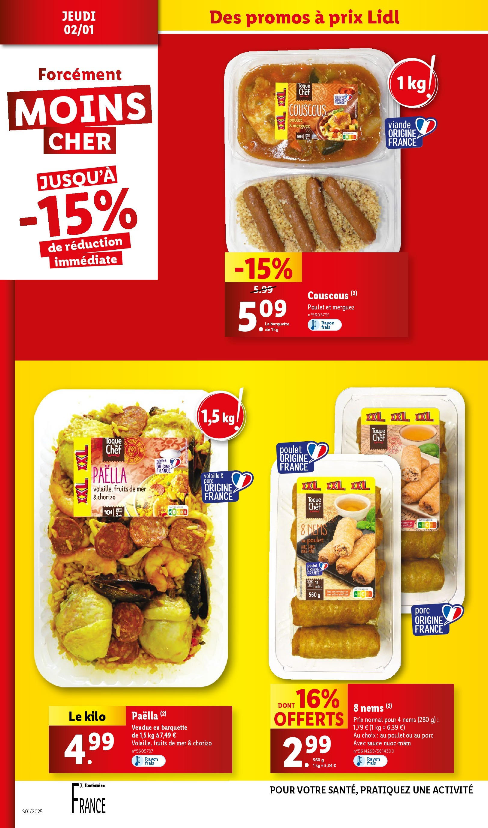 Catalogue LIDL du 01/01/2025 | Promo prospectus en ligne | Page: 16 | Produits: Fruits de mer, Chorizo, Couscous, Porc