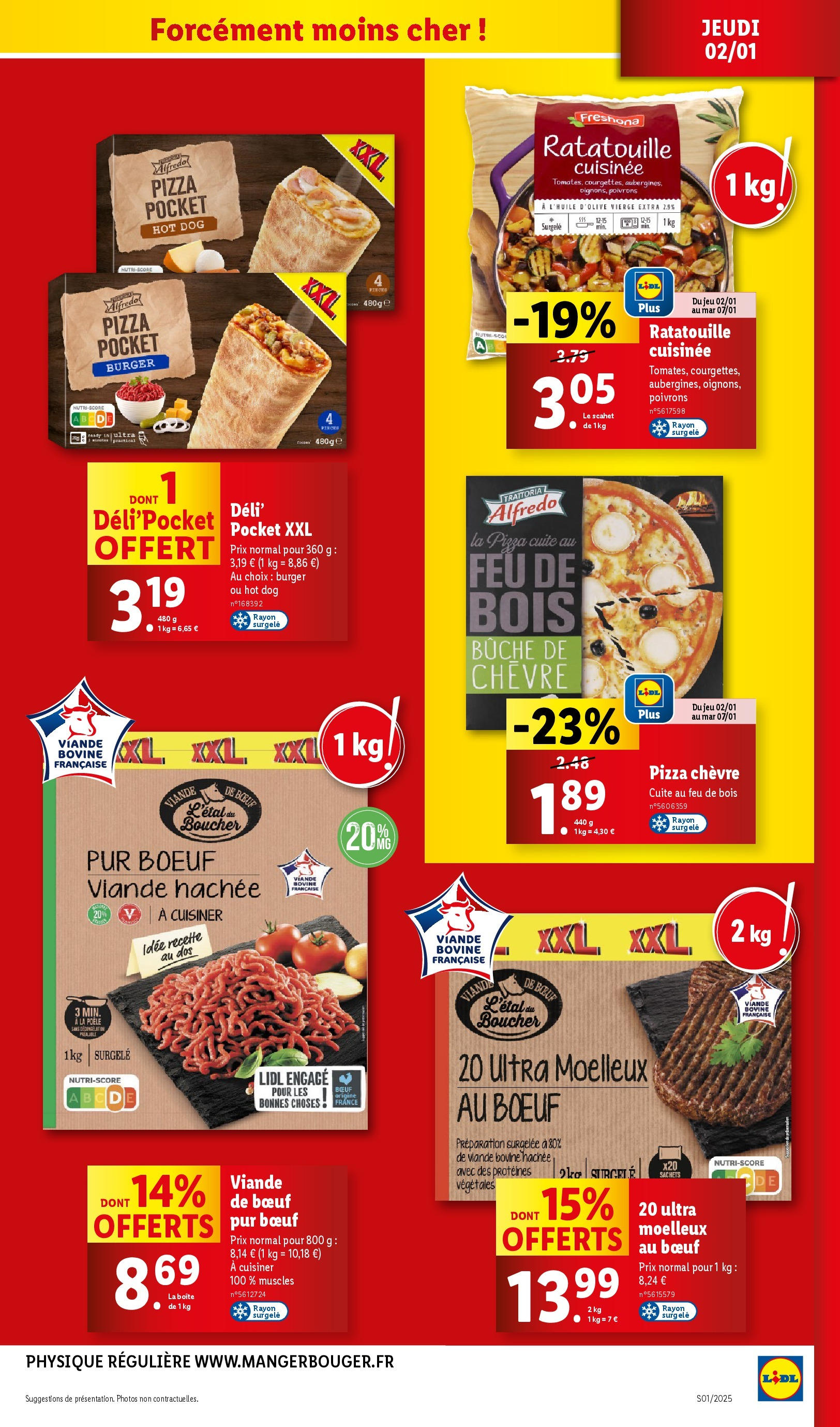 Catalogue LIDL du 01/01/2025 | Promo prospectus en ligne | Page: 17 | Produits: Poêle, Viande hachée, Hot dog, Viande bovine