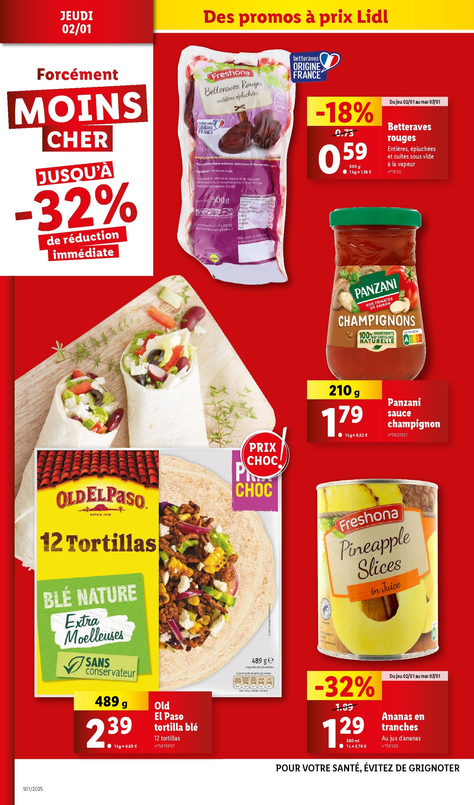 Catalogue LIDL du 01/01/2025 | Promo prospectus en ligne | Page: 20 | Produits: Tortillas, Jus, Champignon, Tomates