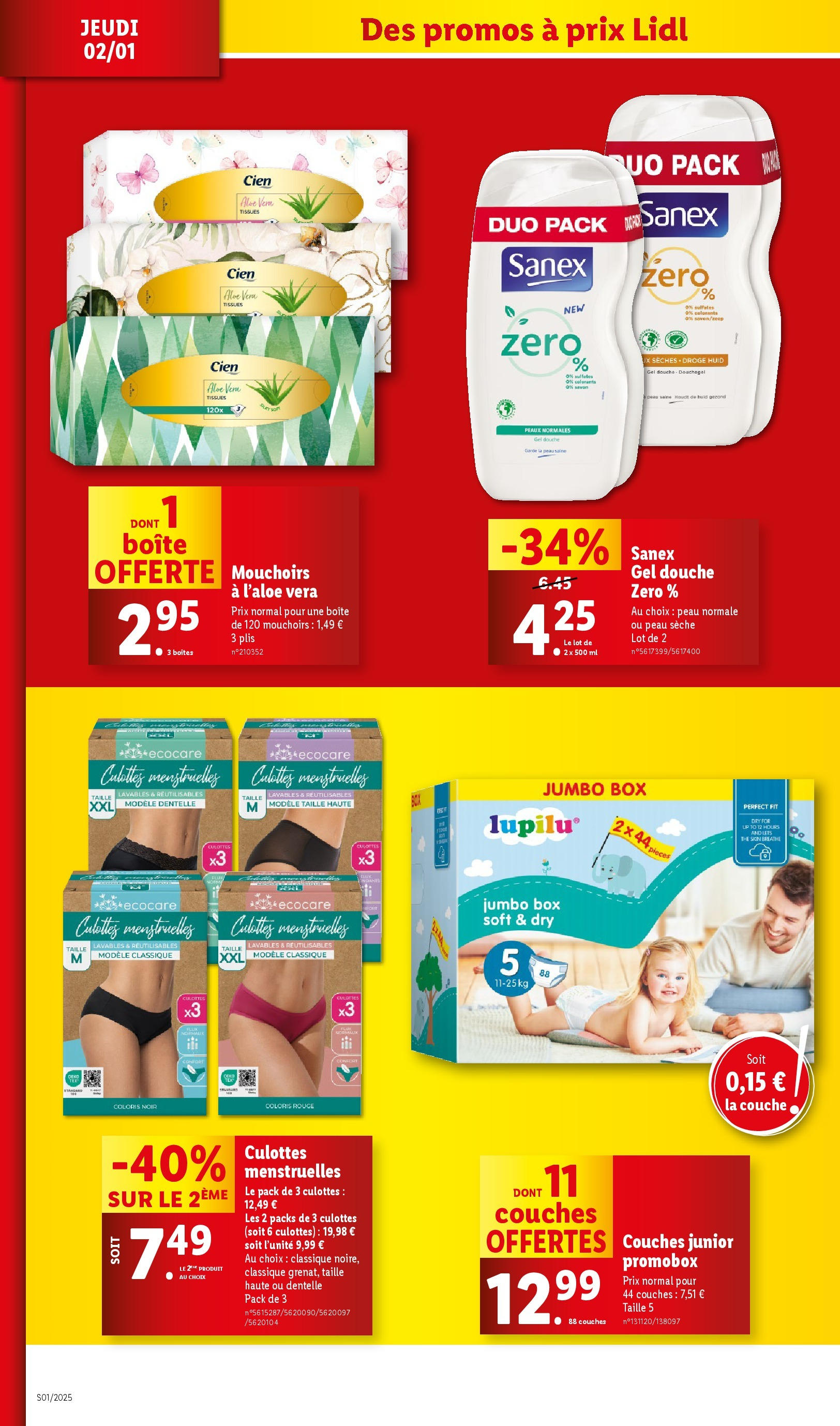 Catalogue LIDL du 01/01/2025 | Promo prospectus en ligne | Page: 30 | Produits: Mouchoirs, Douche, Culotte, Thé