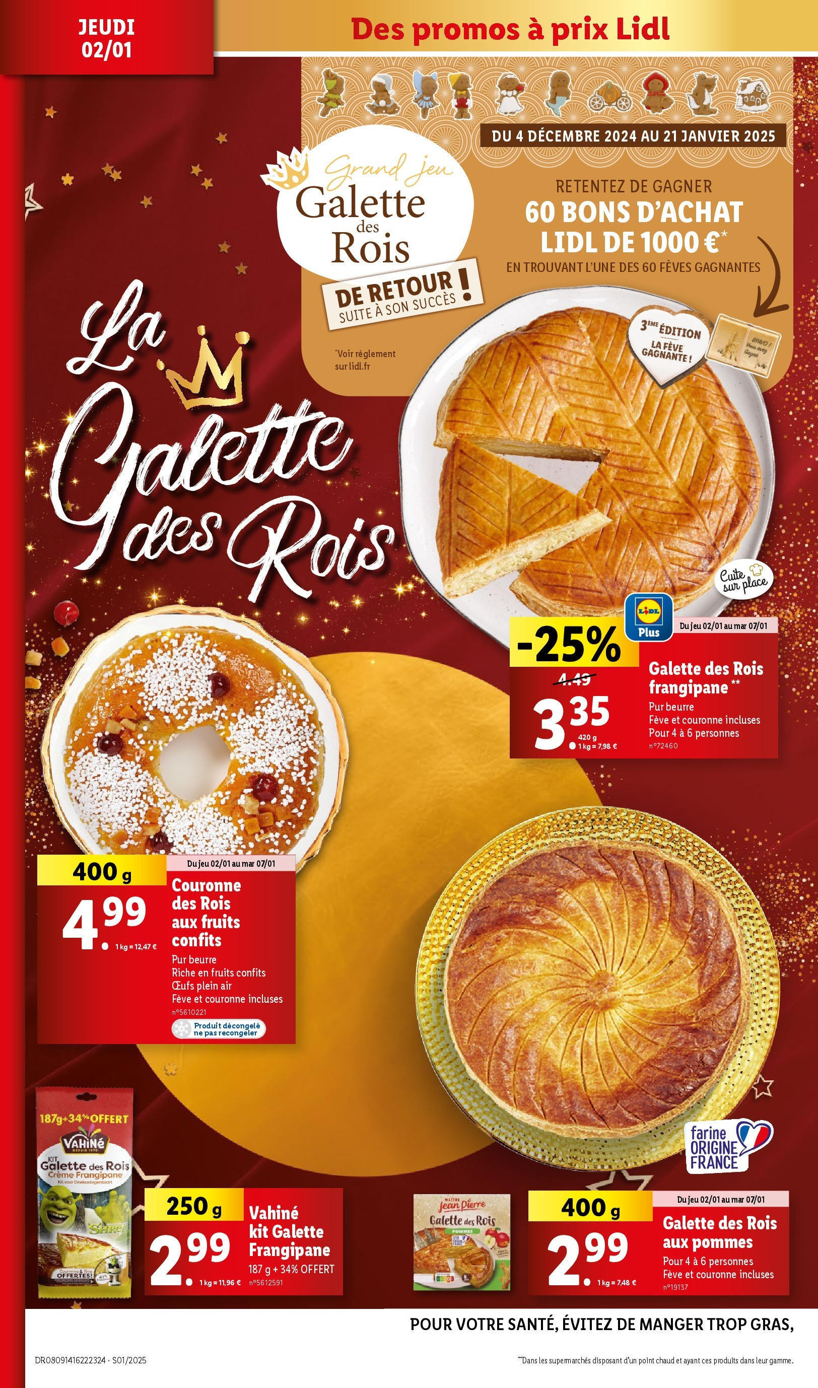 Catalogue LIDL du 01/01/2025 | Promo prospectus en ligne | Page: 10 | Produits: Galette des rois, Fève, Farine, Pommes