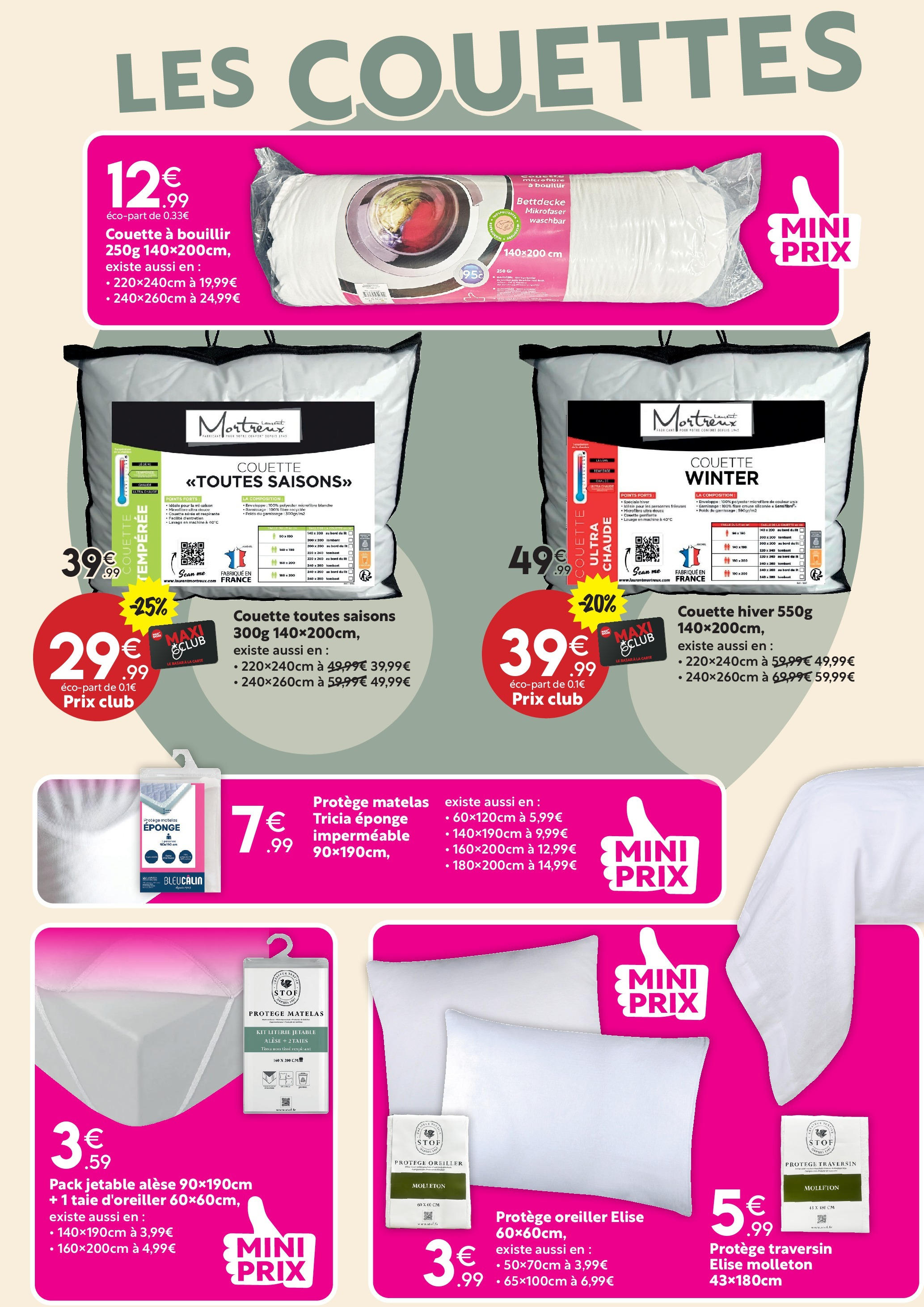 Maxi Bazar - LINGE DE MAISON : DU STYLE à petits prix ! à partir du 26/12/2024 - promo en ligne | Page: 3 | Produits: Taie d'oreiller, Eponge, Oreiller, Couette