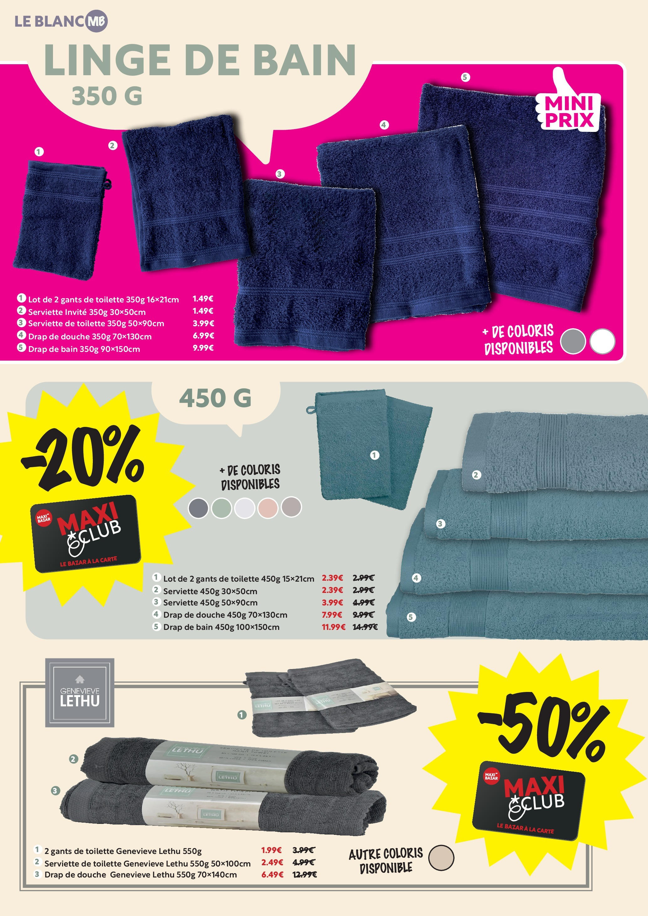 Maxi Bazar - LINGE DE MAISON : DU STYLE à petits prix ! à partir du 26/12/2024 - promo en ligne | Page: 11 | Produits: Douche, Gants