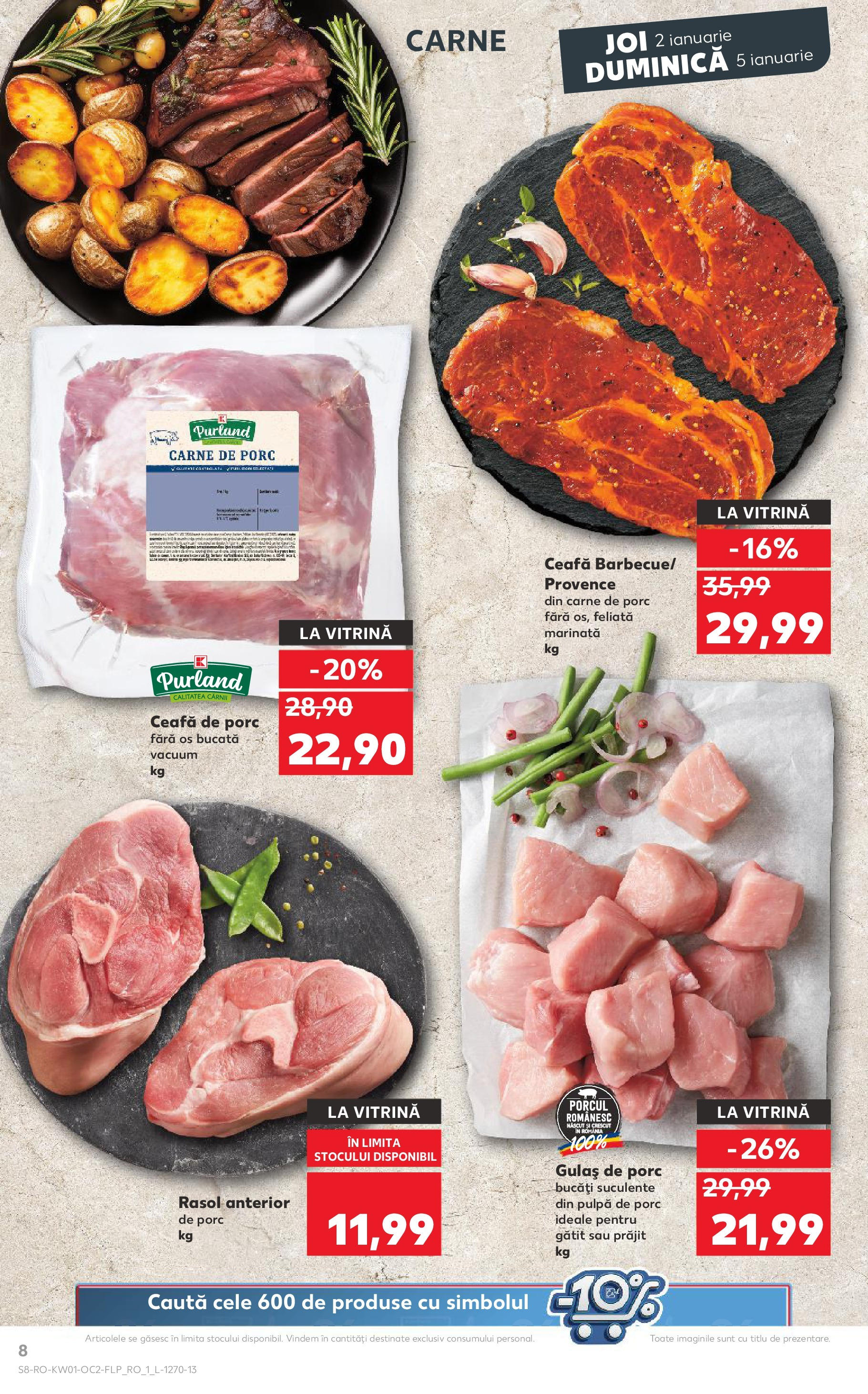 Catalog Kaufland - Sibiu 02.01.2025 - Revista si Oferta | Pagină: 8 | Produse: Vitrină, Carne De Porc, Gulaș, Rasol