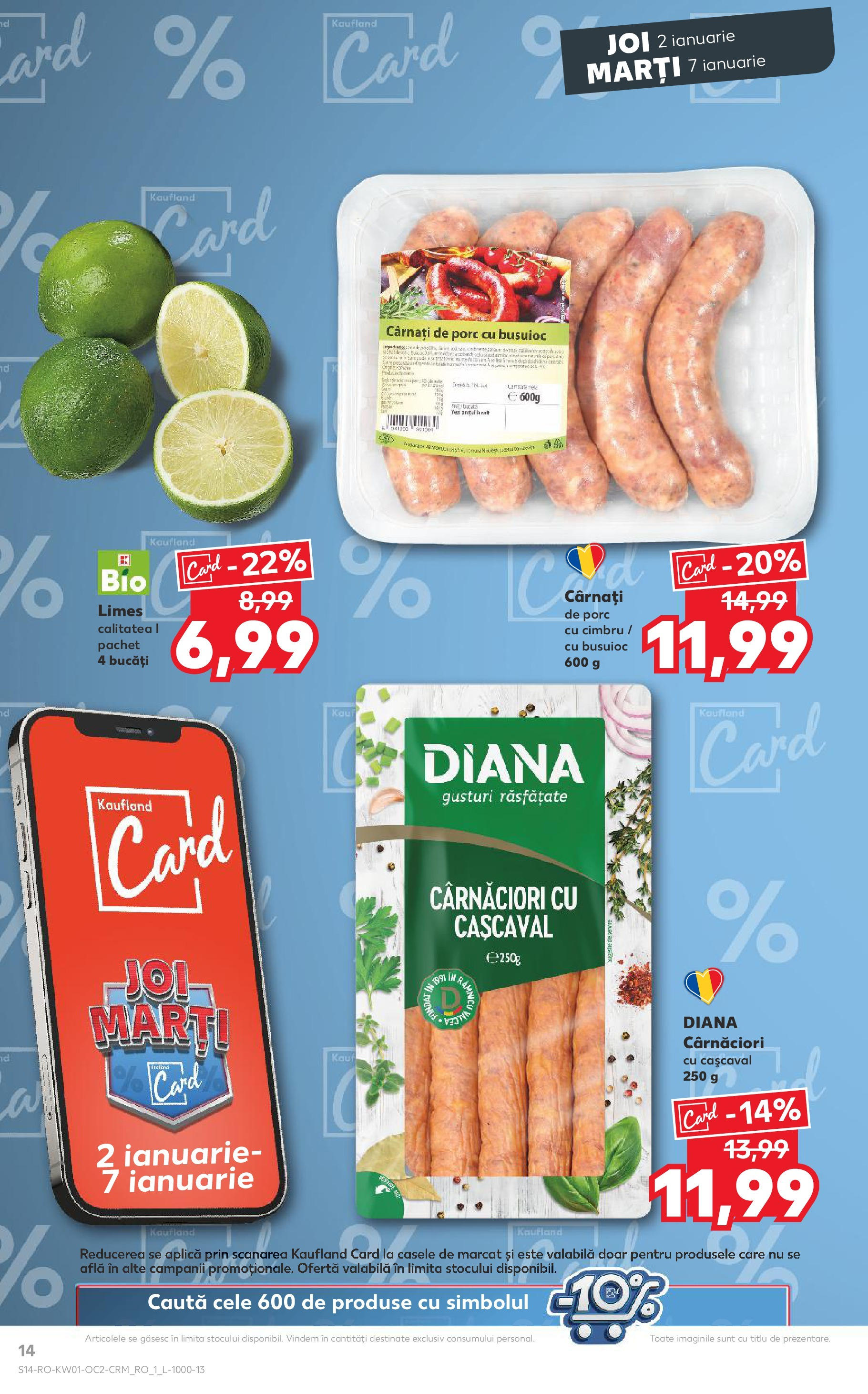 Catalog Kaufland - Bucureşti 02.01.2025 - Revista si Oferta | Pagină: 14 | Produse: Cașcaval, Cârnați