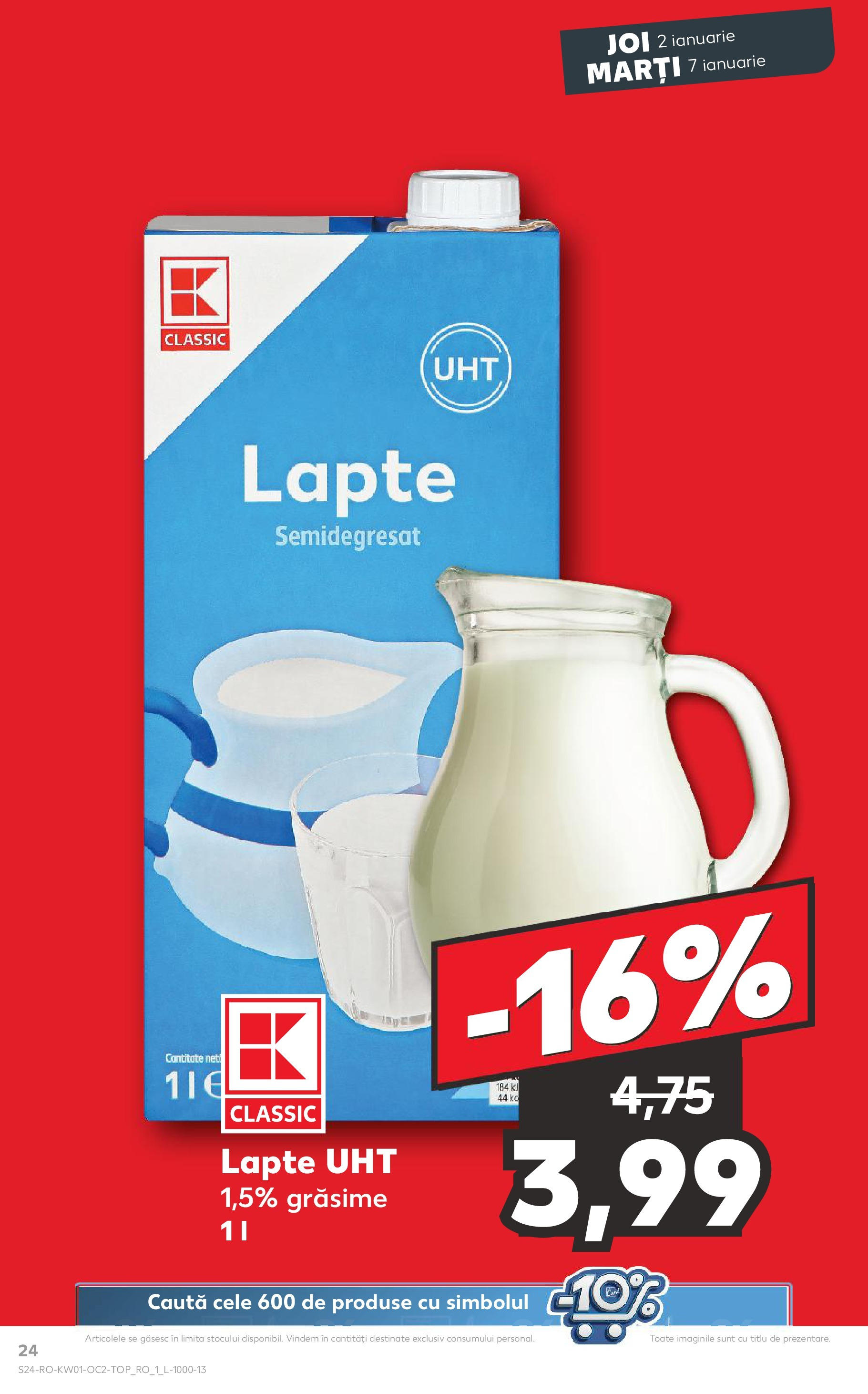 Catalog Kaufland - Bucureşti 02.01.2025 - Revista si Oferta | Pagină: 24 | Produse: Lapte