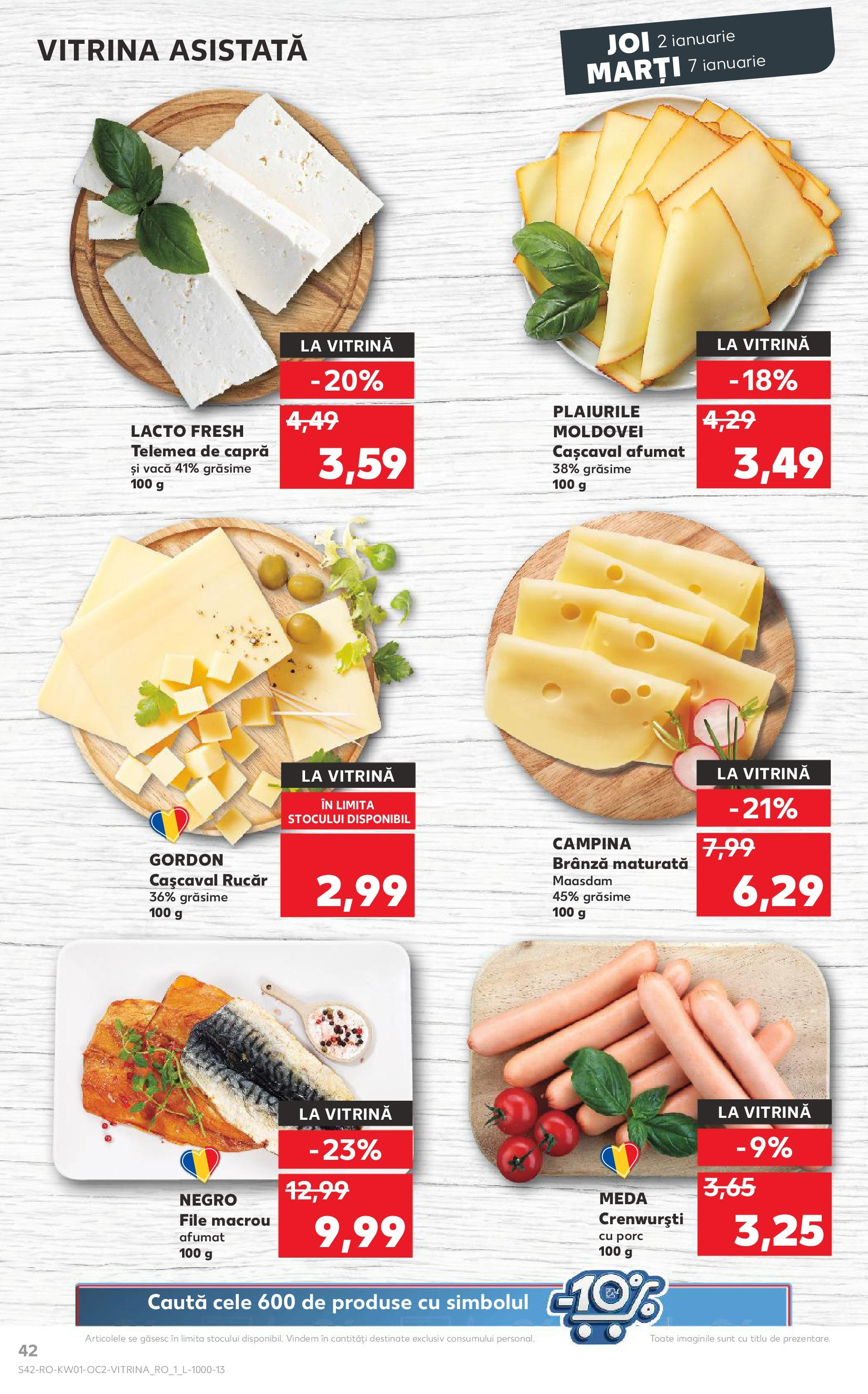 Catalog Kaufland - Bucureşti 02.01.2025 - Revista si Oferta | Pagină: 42 | Produse: Vitrină, Cașcaval, Brânză