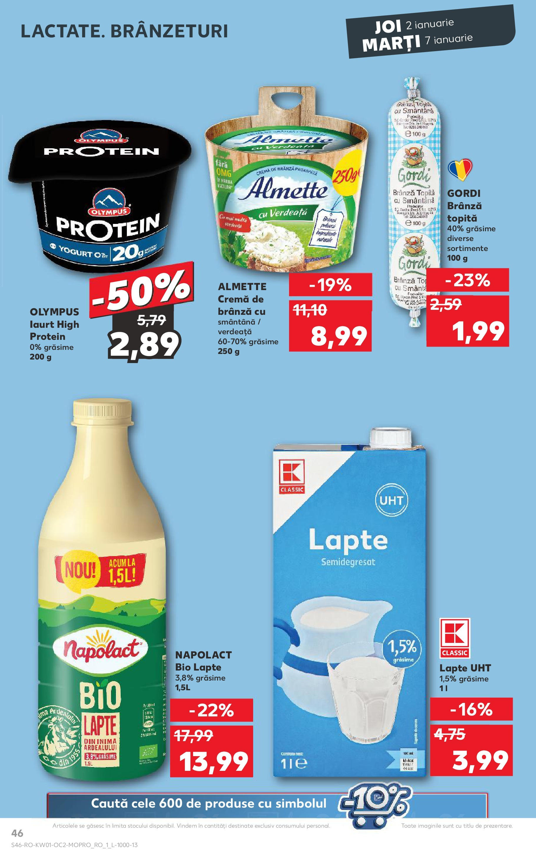 Catalog Kaufland - Bucureşti 02.01.2025 - Revista si Oferta | Pagină: 46 | Produse: Lapte, Cremă, Smântână, Verdeață