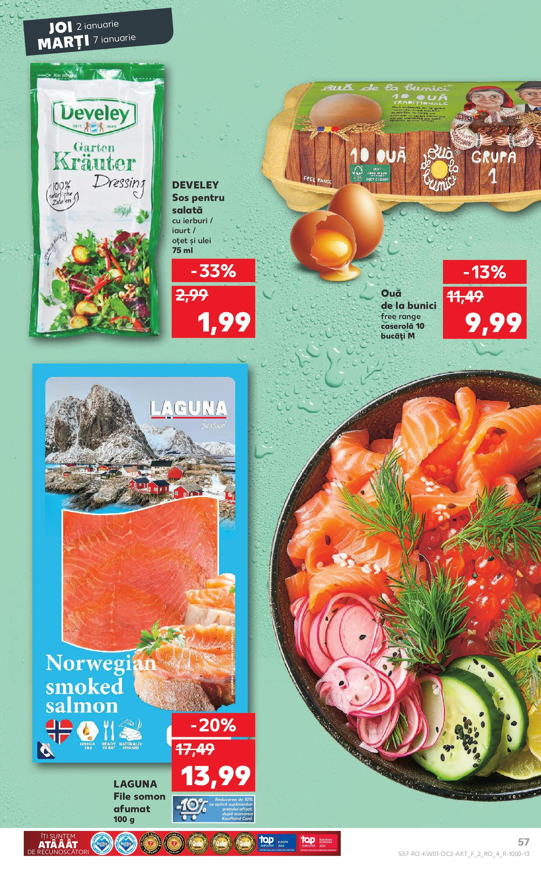 Catalog Kaufland - Bucureşti 02.01.2025 - Revista si Oferta | Pagină: 57 | Produse: Iaurt, Oțet, Salată, Sos