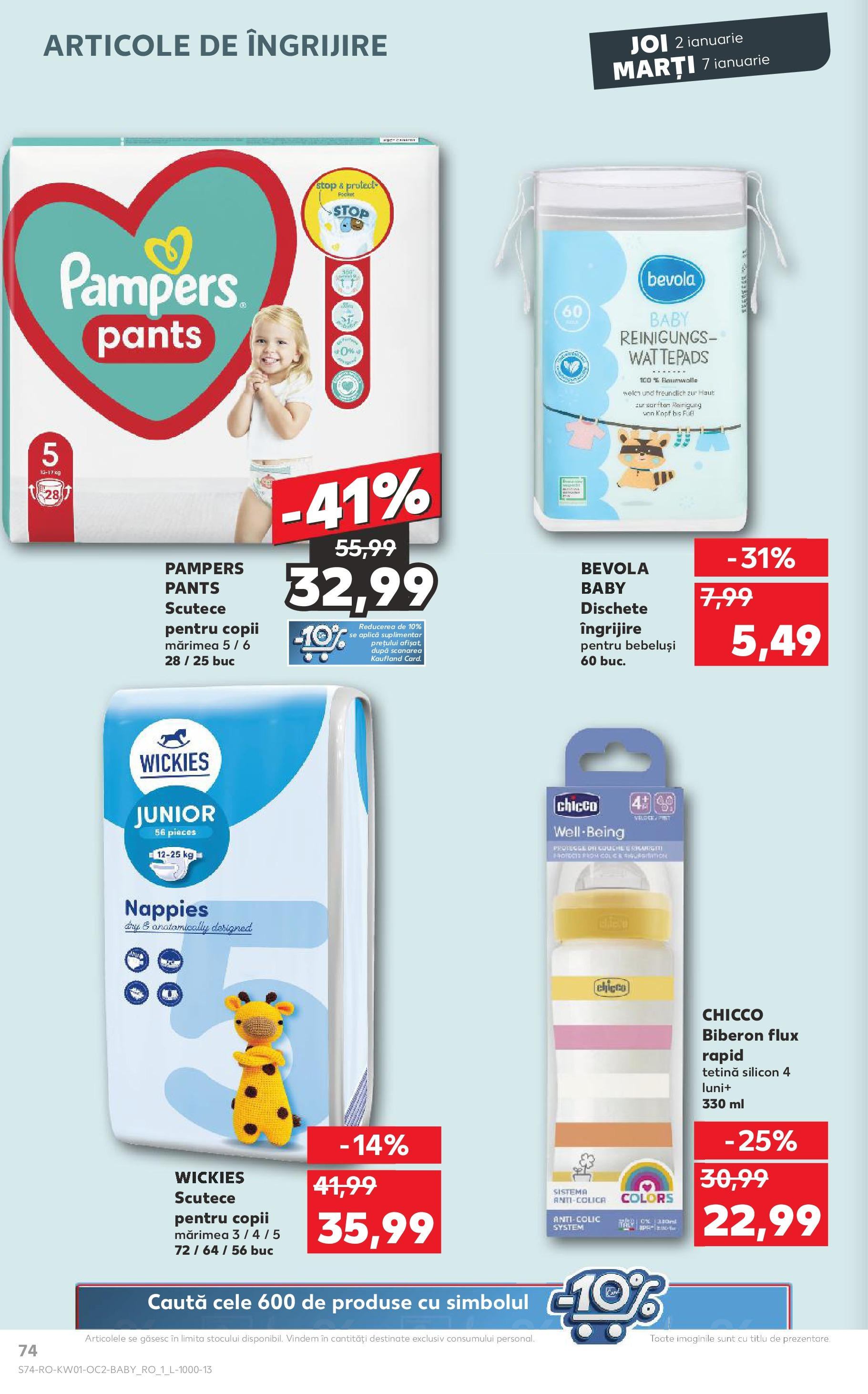 Catalog Kaufland - Bucureşti 02.01.2025 - Revista si Oferta | Pagină: 74 | Produse: Scutece