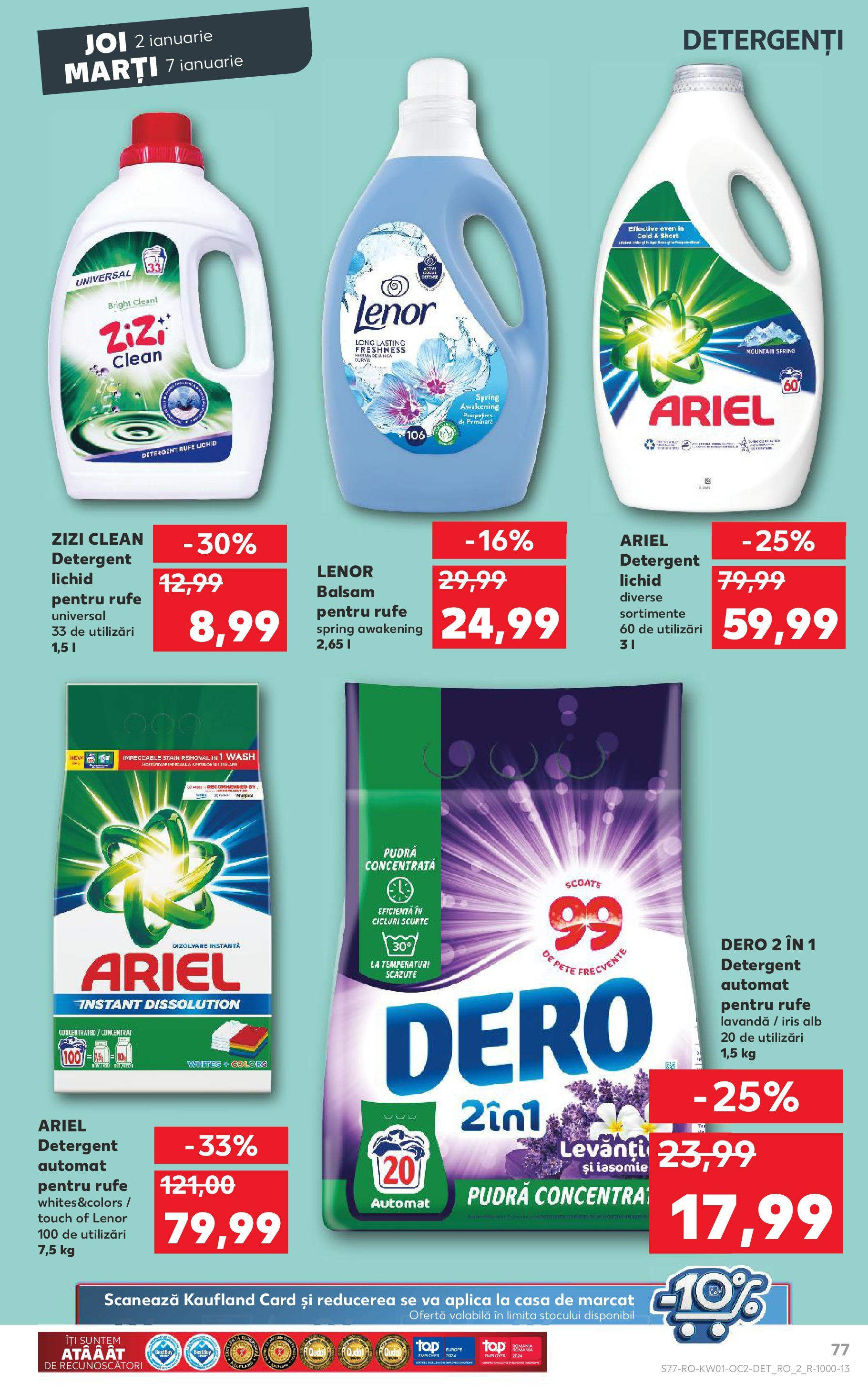 Catalog Kaufland - Bucureşti 02.01.2025 - Revista si Oferta | Pagină: 77 | Produse: Pudră, Balsam, Detergent