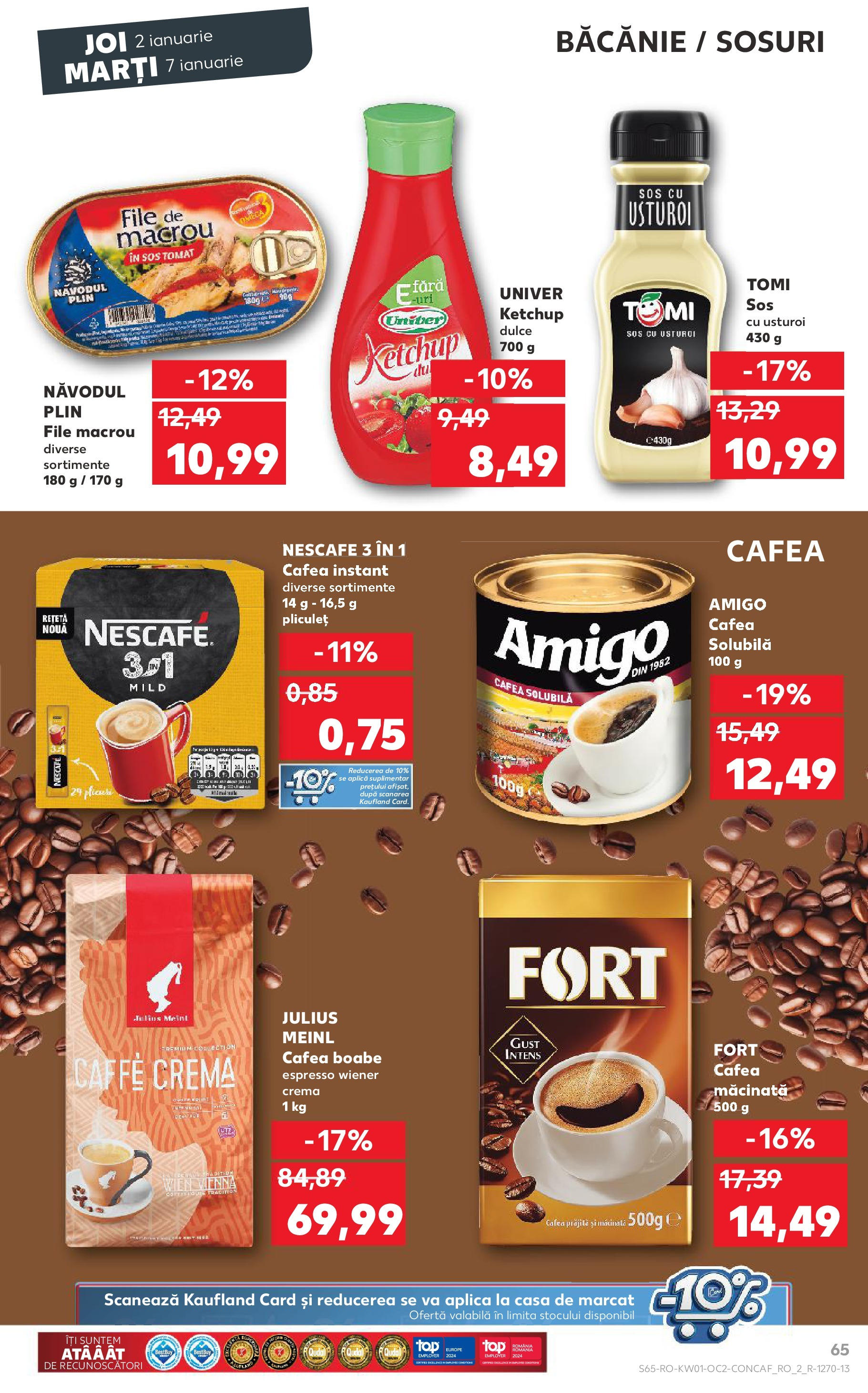 Catalog Kaufland - Sibiu 02.01.2025 - Revista si Oferta | Pagină: 65 | Produse: Cremă, Cafea, Sos, Usturoi