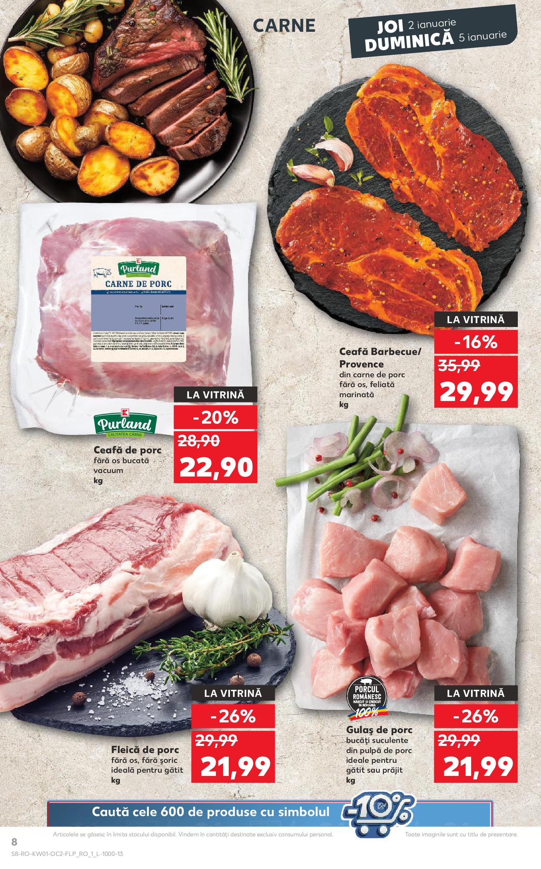 Catalog Kaufland - Bucureşti 02.01.2025 - Revista si Oferta | Pagină: 8 | Produse: Vitrină, Carne De Porc, Gulaș, Fleică