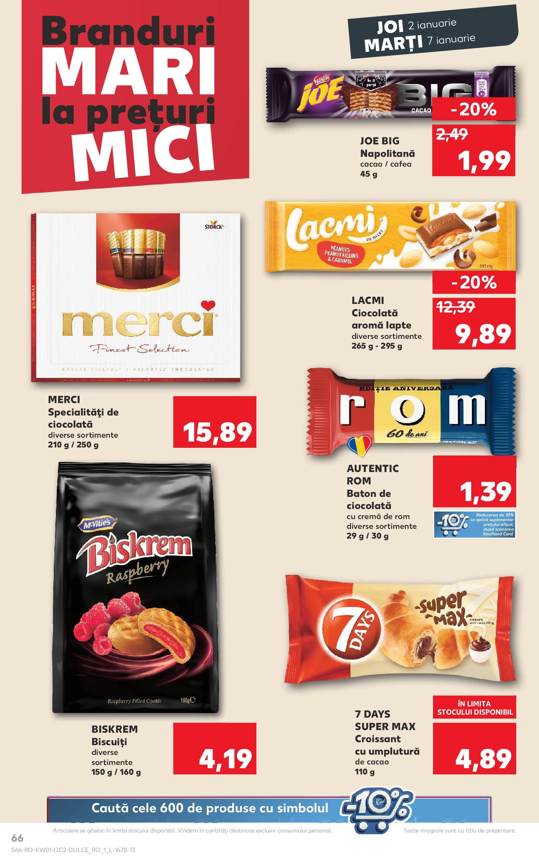 Catalog Kaufland - Râmnicu Vâlcea 02.01.2025 - Revista si Oferta | Pagină: 66 | Produse: Lapte, Cafea, Rom, Biscuiți