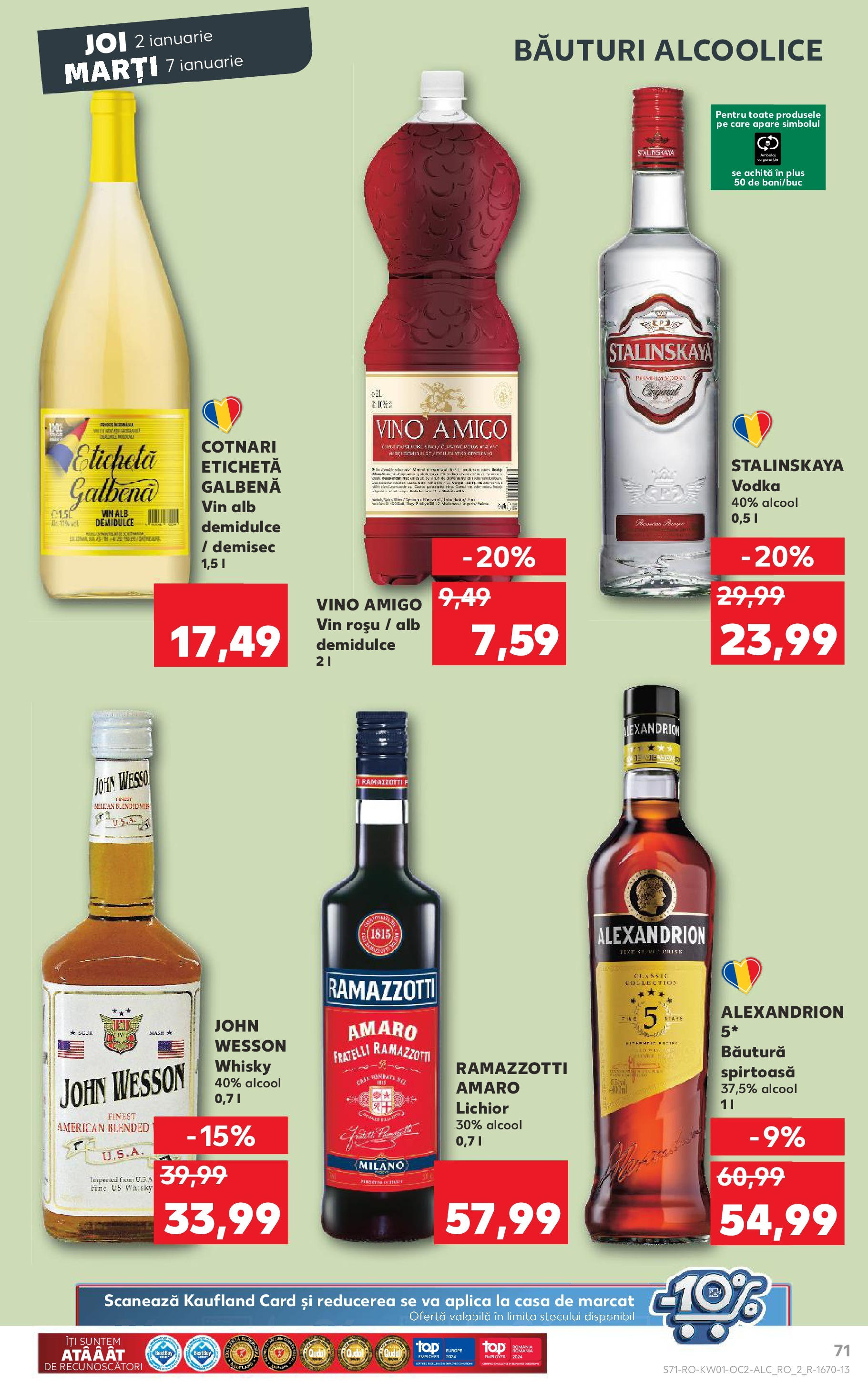 Catalog Kaufland - Râmnicu Vâlcea 02.01.2025 - Revista si Oferta | Pagină: 71 | Produse: Masă, Lichior, Vin, Vodka