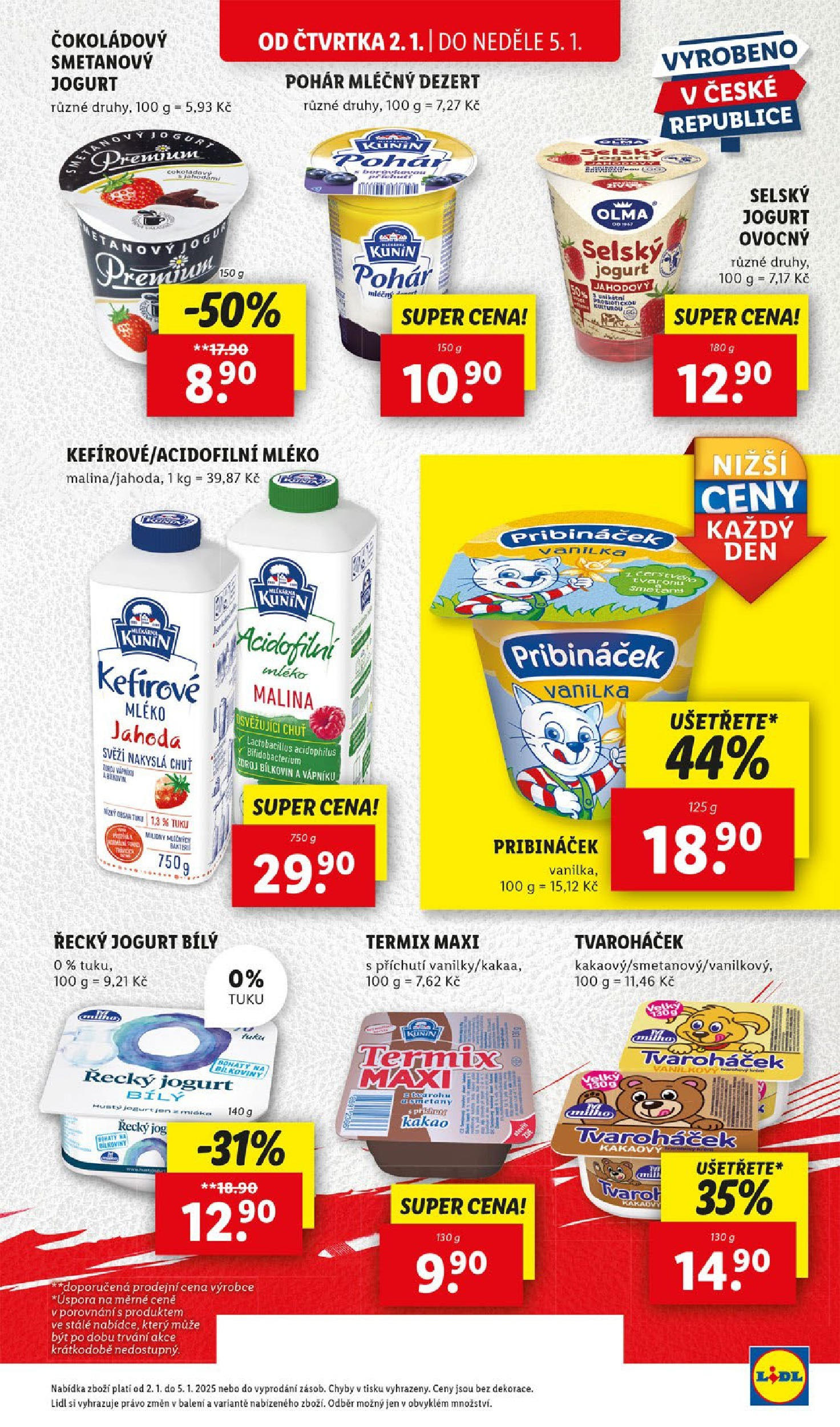 Lidl leták od 02.01.2025 - Nový akční leták | Strana: 19 | Produkty: Jogurt, Termix, Tvaroháček, Kakao